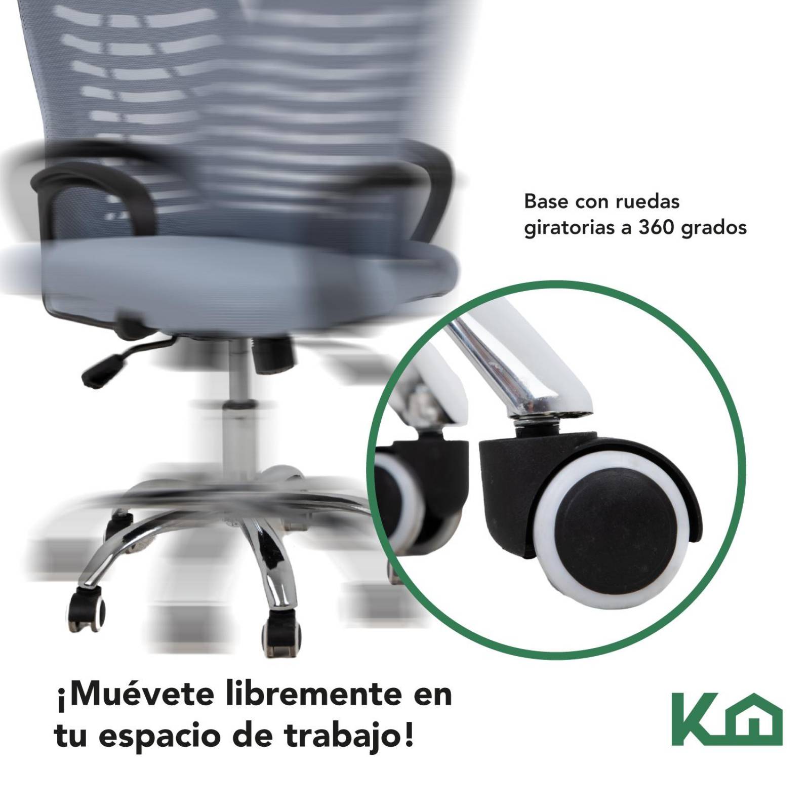 Silla Ejecutiva con Respaldo Reclinable Gris Mesh Oficina 
