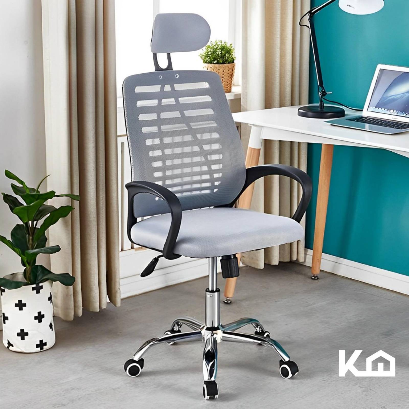 Silla Ejecutiva con Respaldo Reclinable Gris Mesh Oficina 