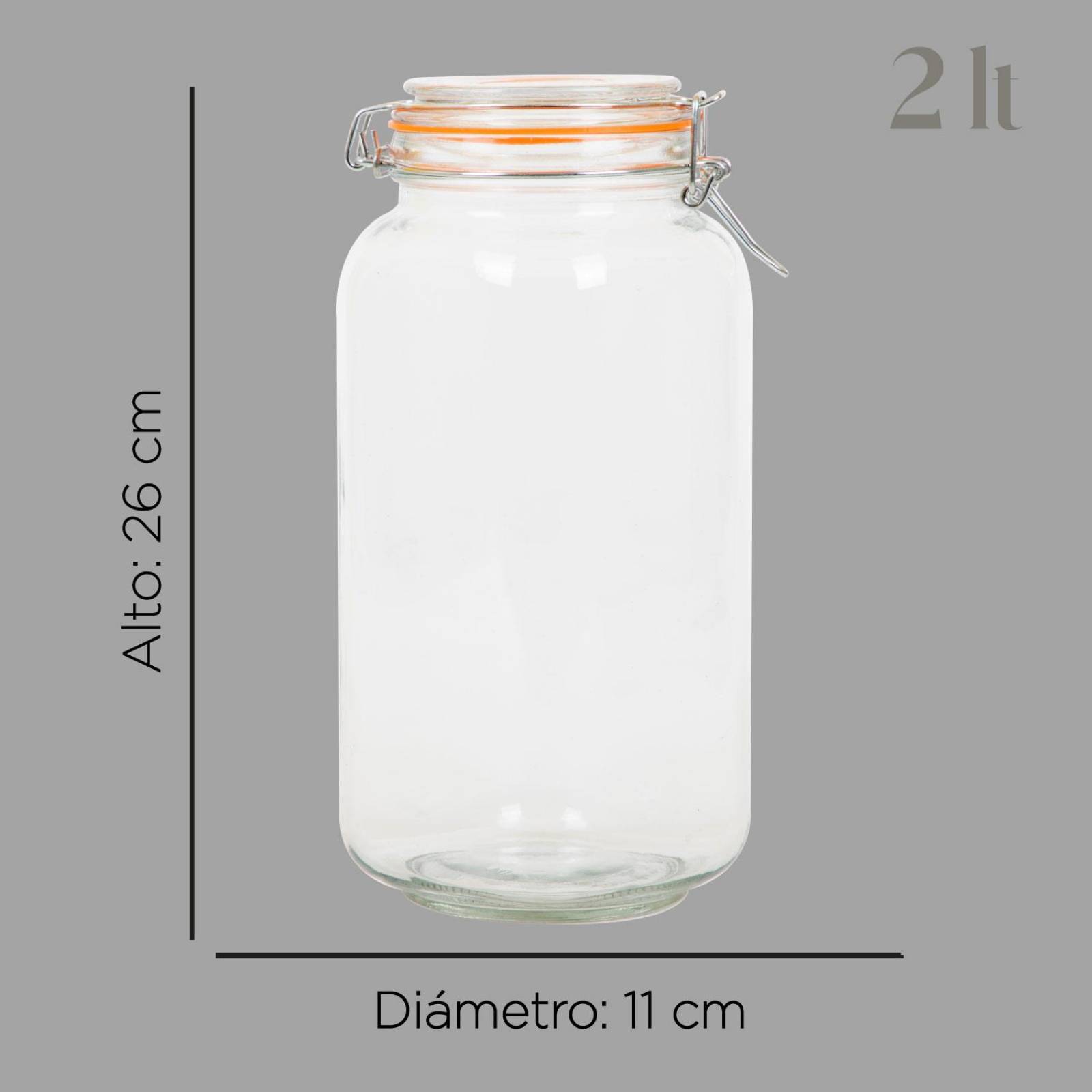 Contenedor Para Almacenaje Cristal Tapa Hermetica 2 Litros 