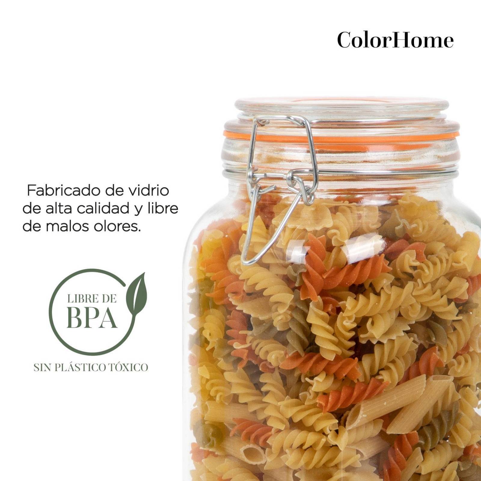 Contenedor Para Almacenaje Cristal Tapa Hermetica 2 Litros 