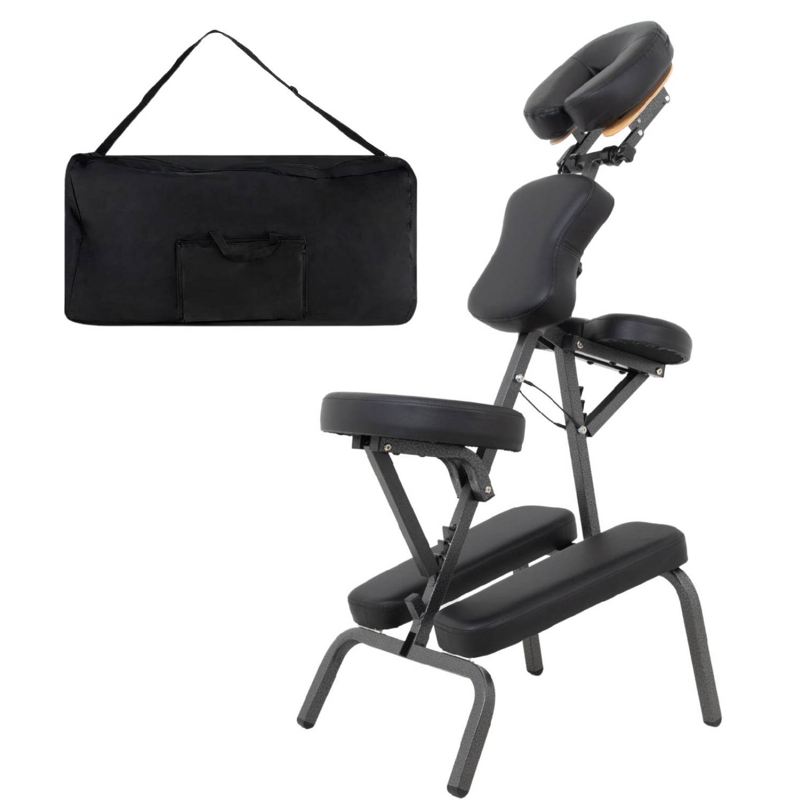 Silla Masaje Portatil Vinil Shiatsu Confort Premium Tattoo Negro