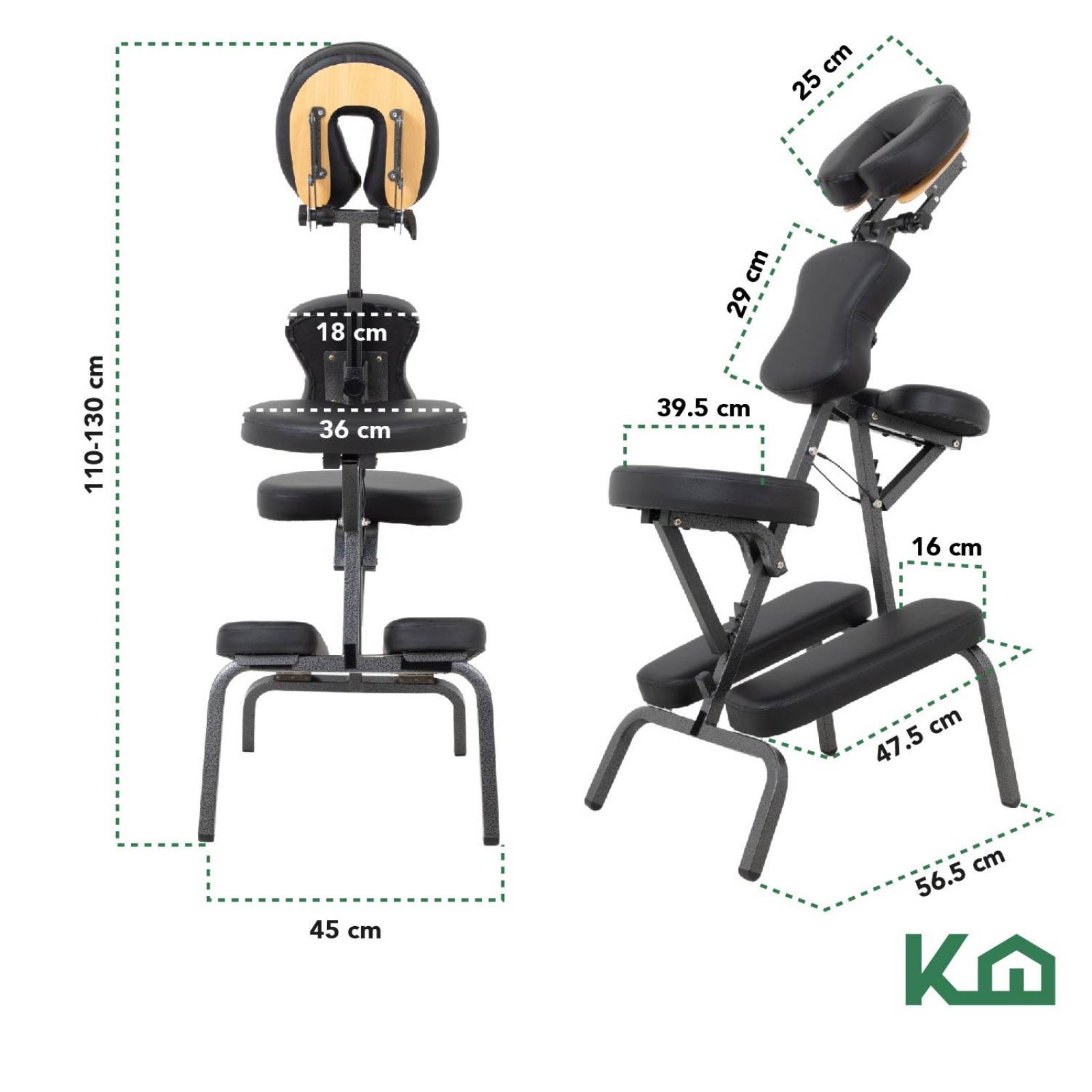 Silla Masaje Portatil Vinil Shiatsu Confort Premium Tattoo Negro