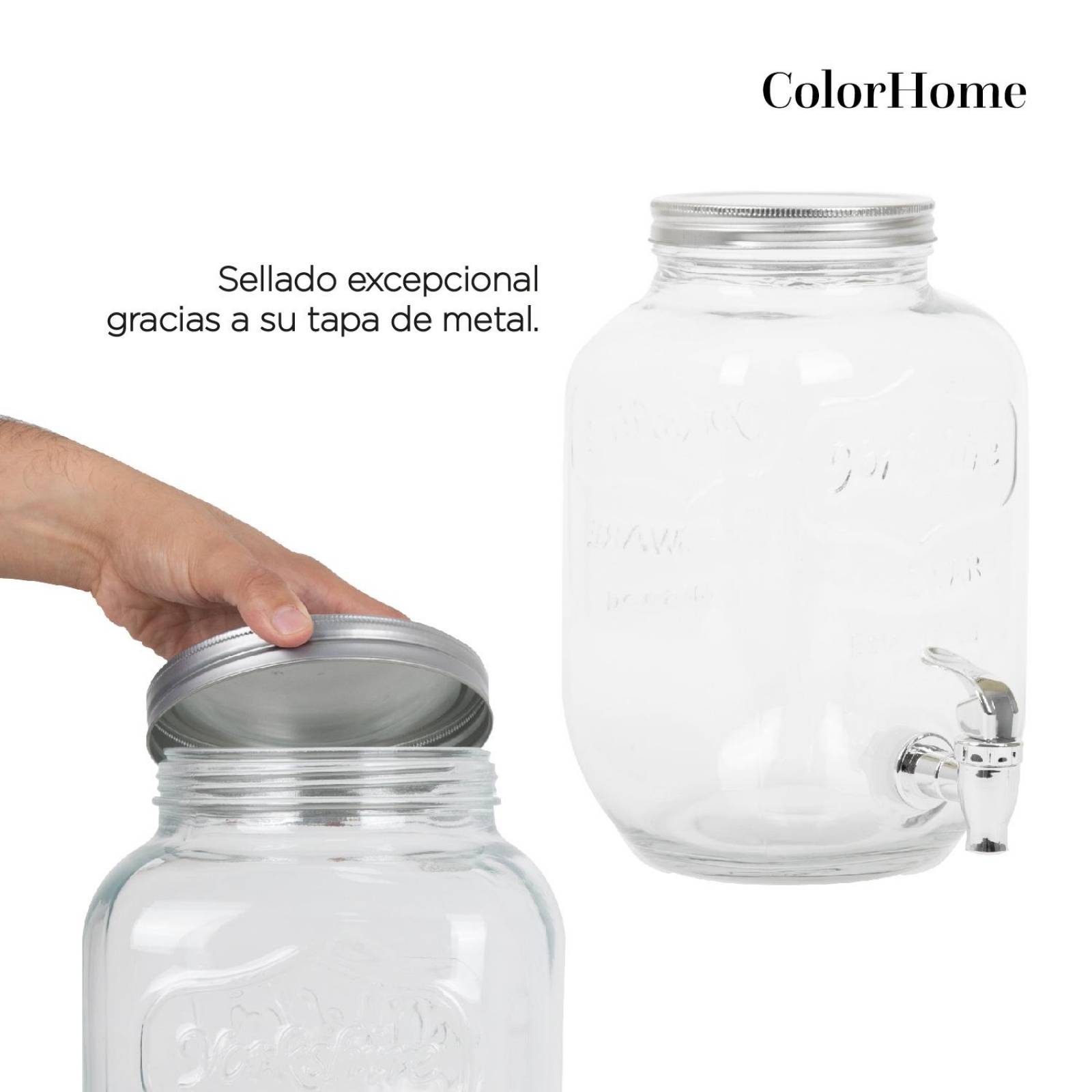 2 Dispensadores Bebidas Vitrolero Vidrio Mason Jar Agua 10l