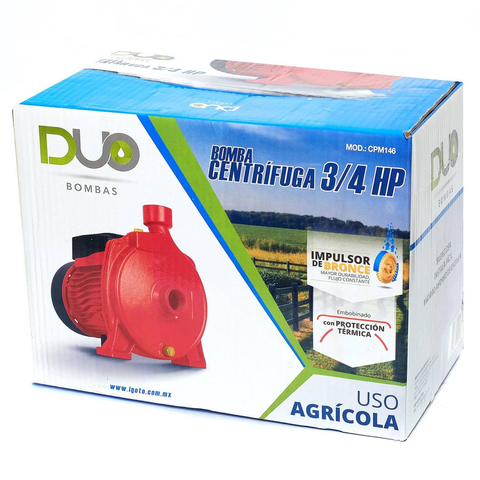 Bomba Centrífuga Para Agua Duo 3/4 Hp 127 V CPM146 D Igoto 