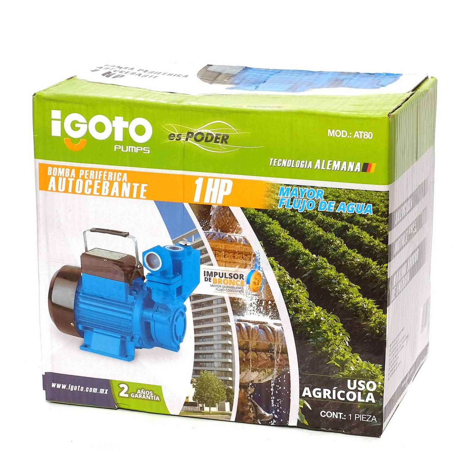 Bomba Autocebante Succiona Agua 1 Hp 127v Red Publica Igoto 