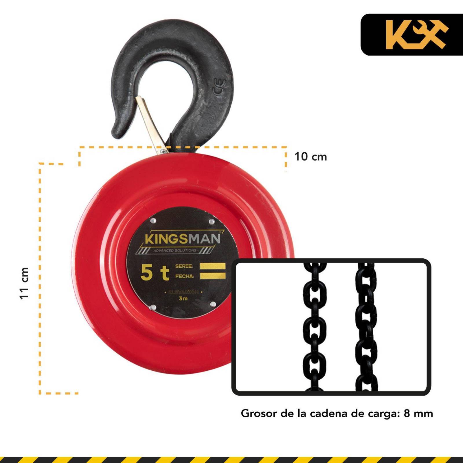 Polipasto Garrucha Manual Carga 5 Toneladas Cadena 3 Metros