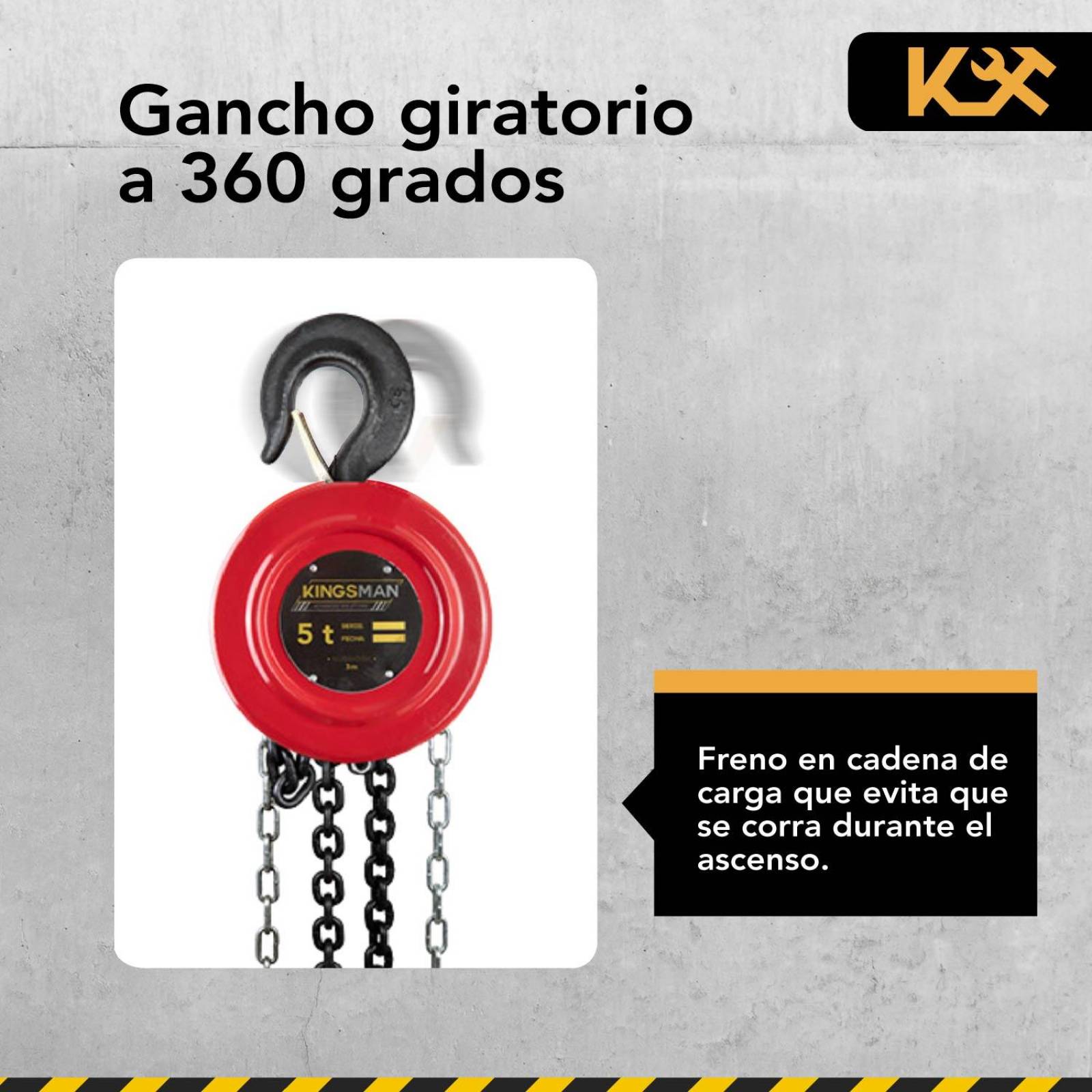 Polipasto Garrucha Manual Carga 5 Toneladas Cadena 3 Metros