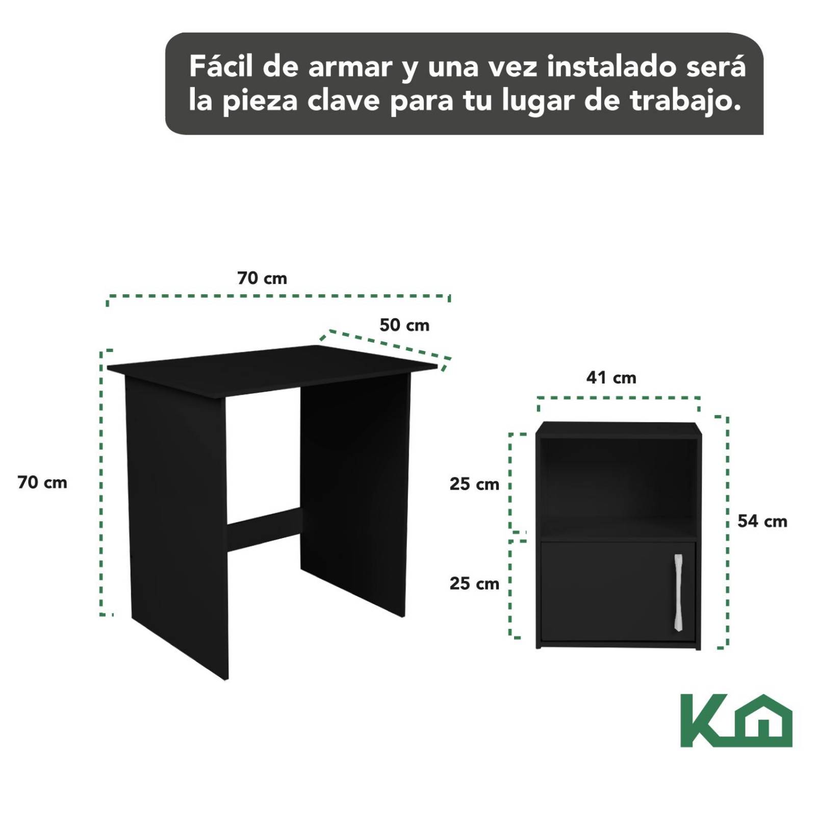 Combo Escritorio + Estante 3 Niveles + Estante Casa Oficina Negro