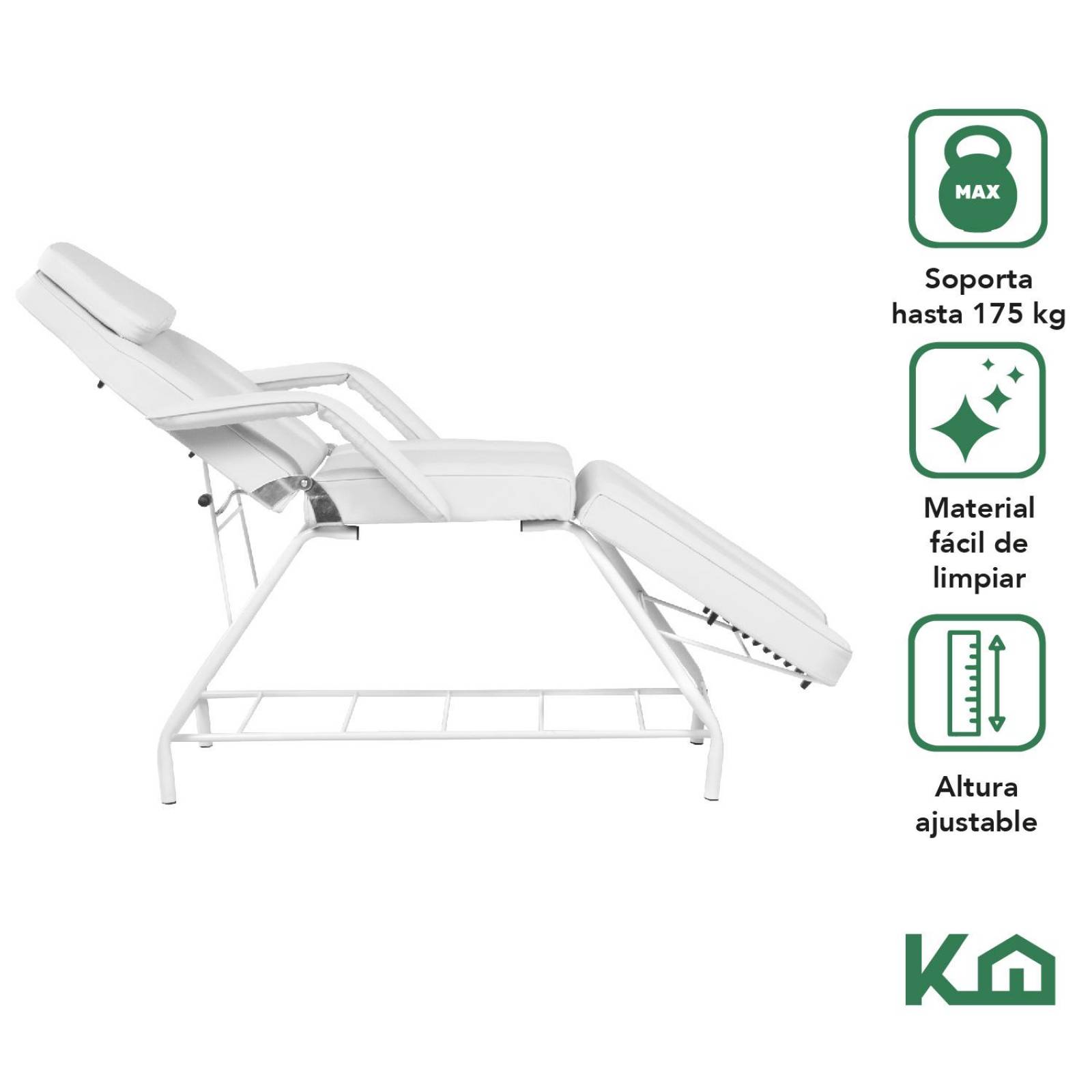 Cama Masaje Silla para Faciales Reclinable Spa Profesional Blanco