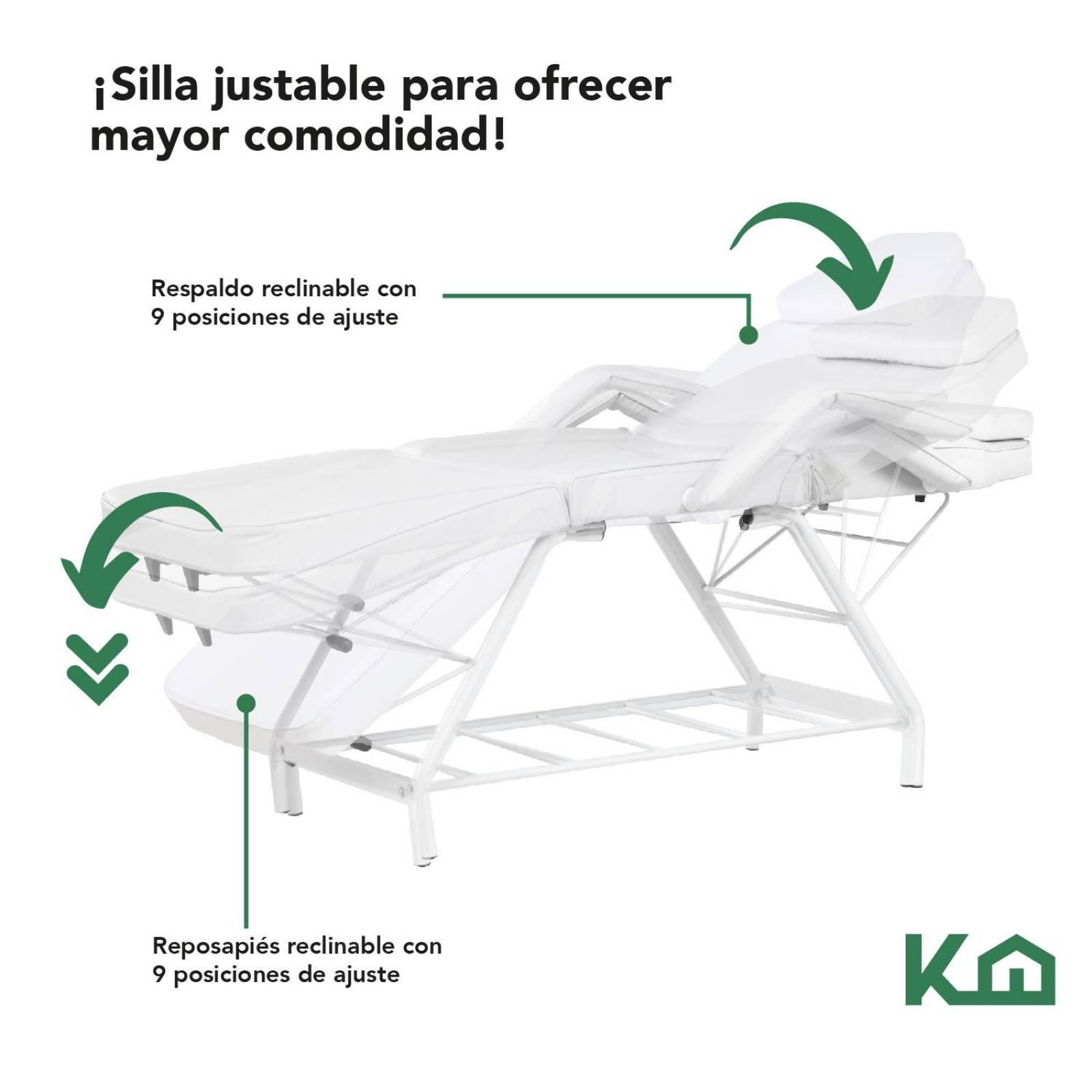 Cama Masaje Silla para Faciales Reclinable Spa Profesional Blanco