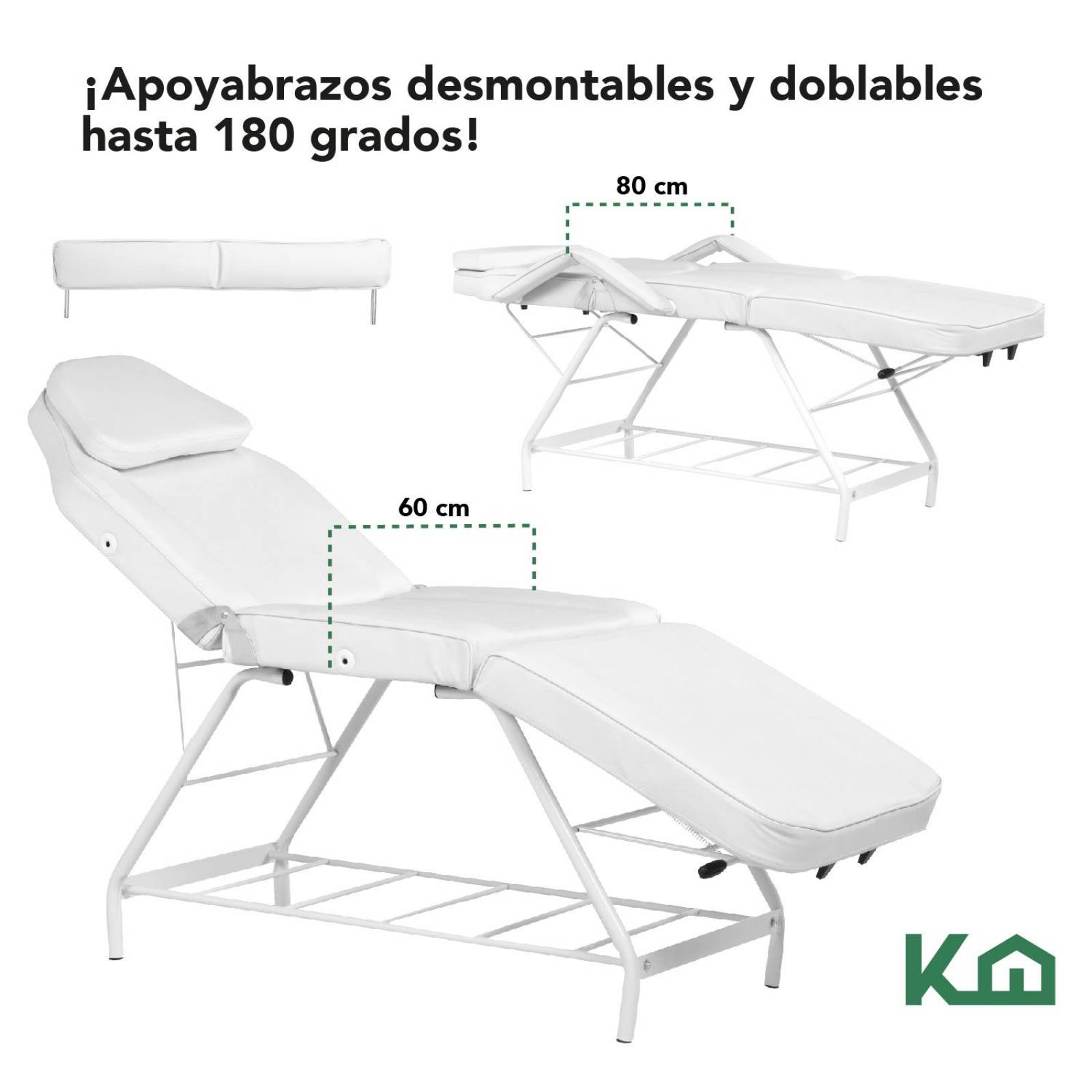 Cama Masaje Silla para Faciales Reclinable Spa Profesional Blanco