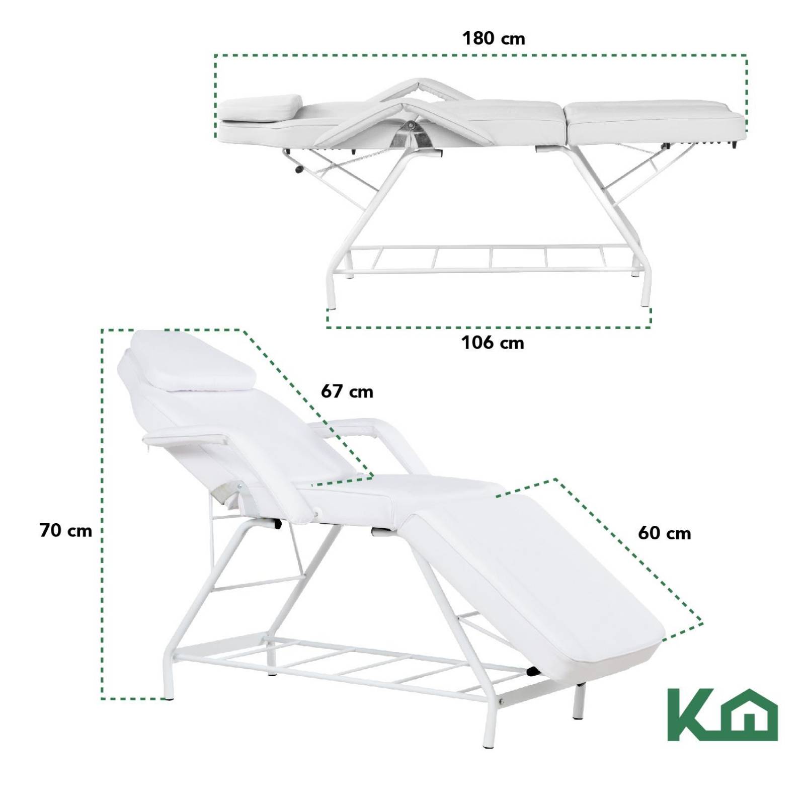 Cama Masaje Silla para Faciales Reclinable Spa Profesional Blanco