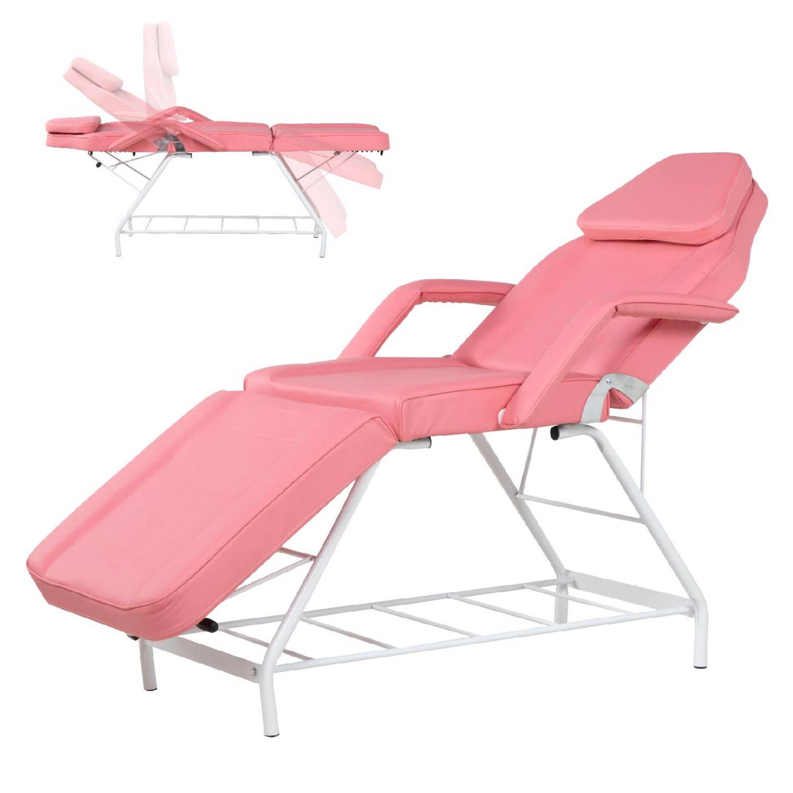 Cama Masaje Silla para Faciales Reclinable Spa Profesional Rosa
