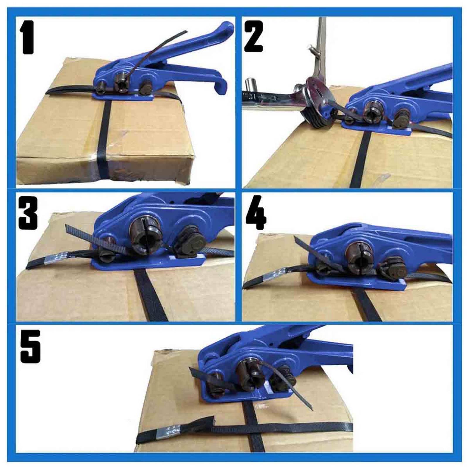 Flejadora Manual + Rollo Fleje Plastico + Grapas Kingsman 