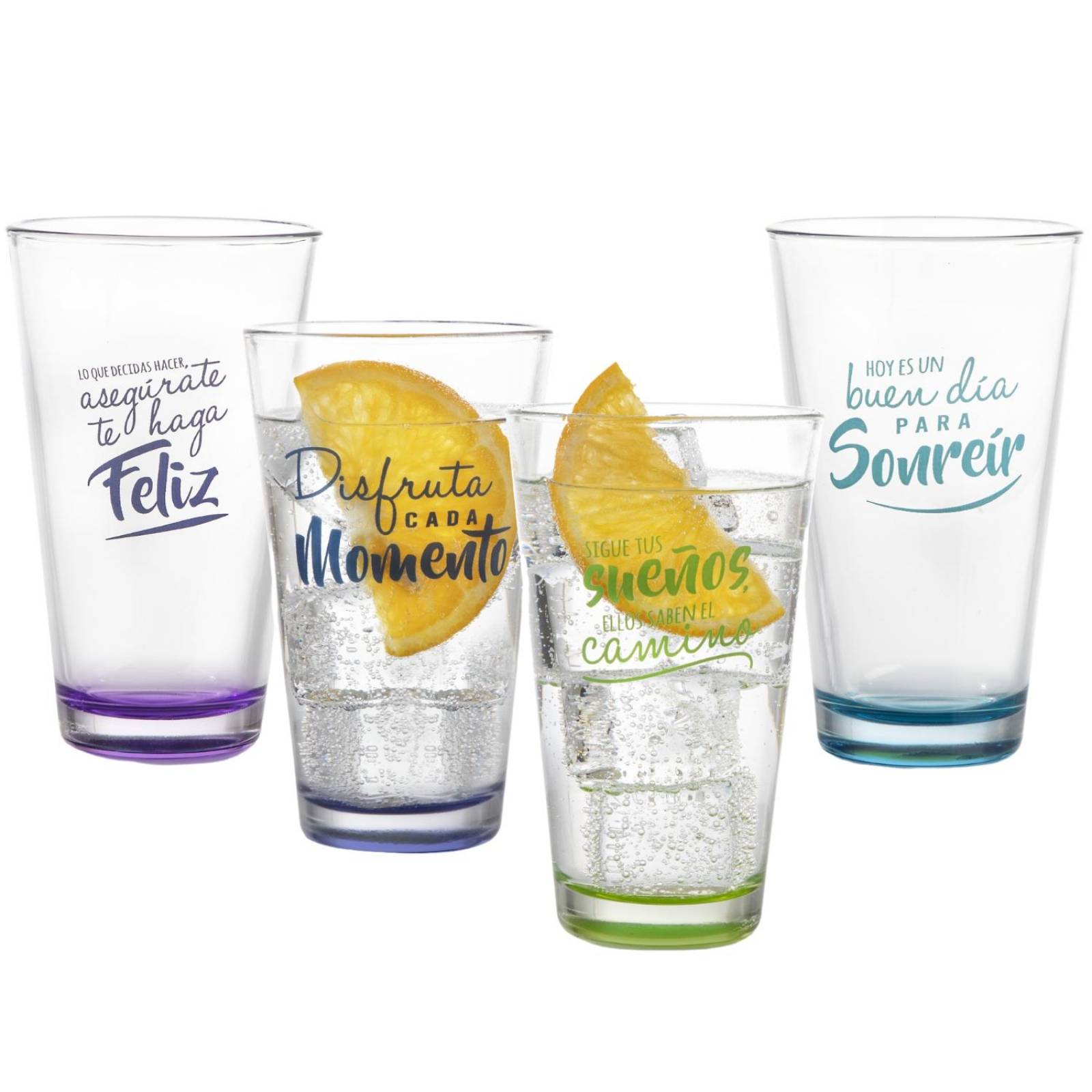 Juego De Vasos Libbey 414ml De Vidrio Decorado 4 Piezas 