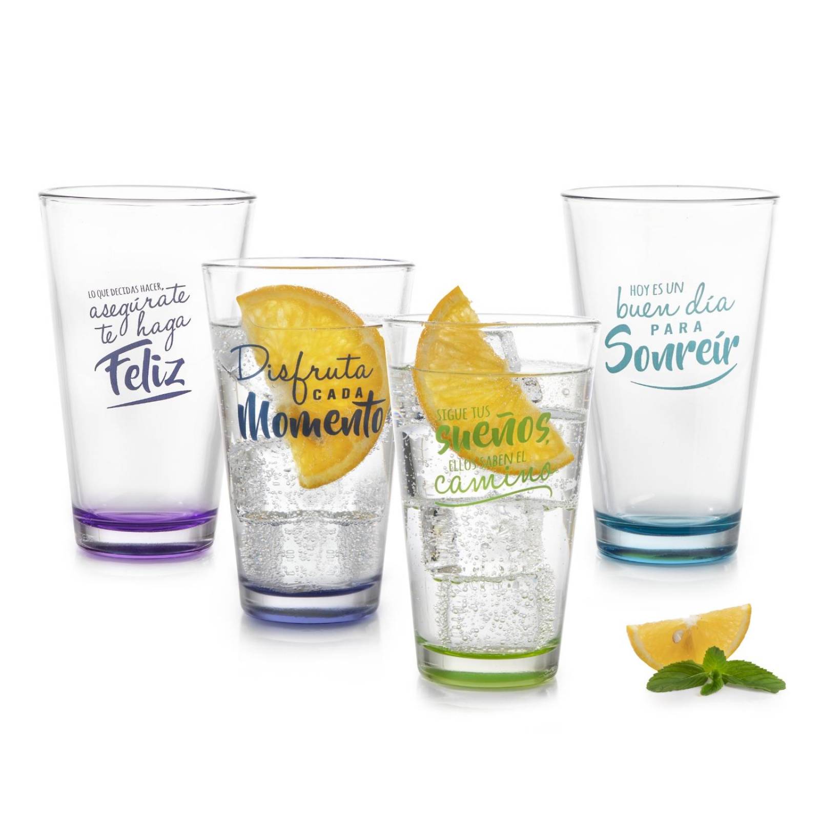 Juego De Vasos Libbey 414ml De Vidrio Decorado 4 Piezas 