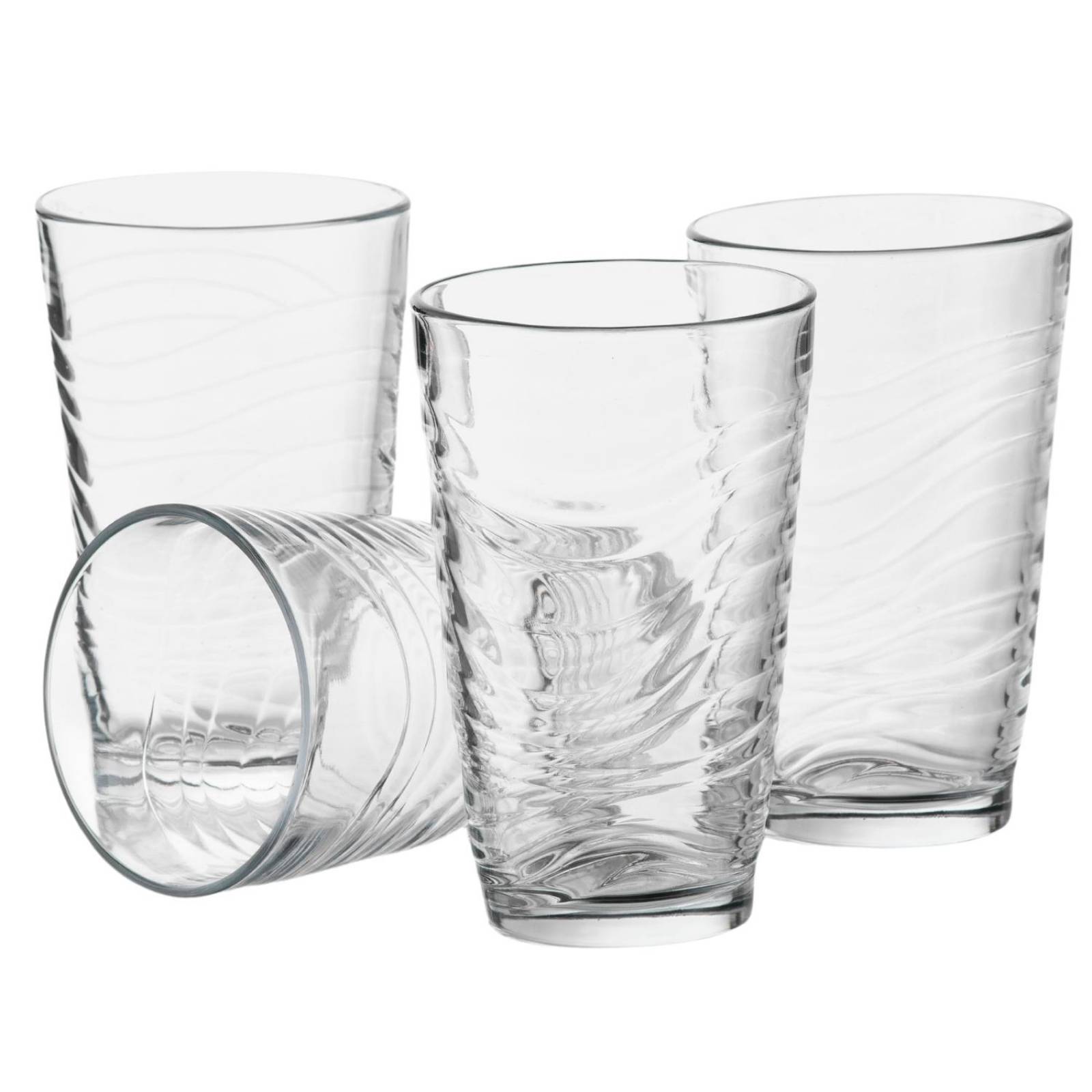 Juego 4 Vasos De Vidrio Grande Elegantes Modernos Agua 528ml