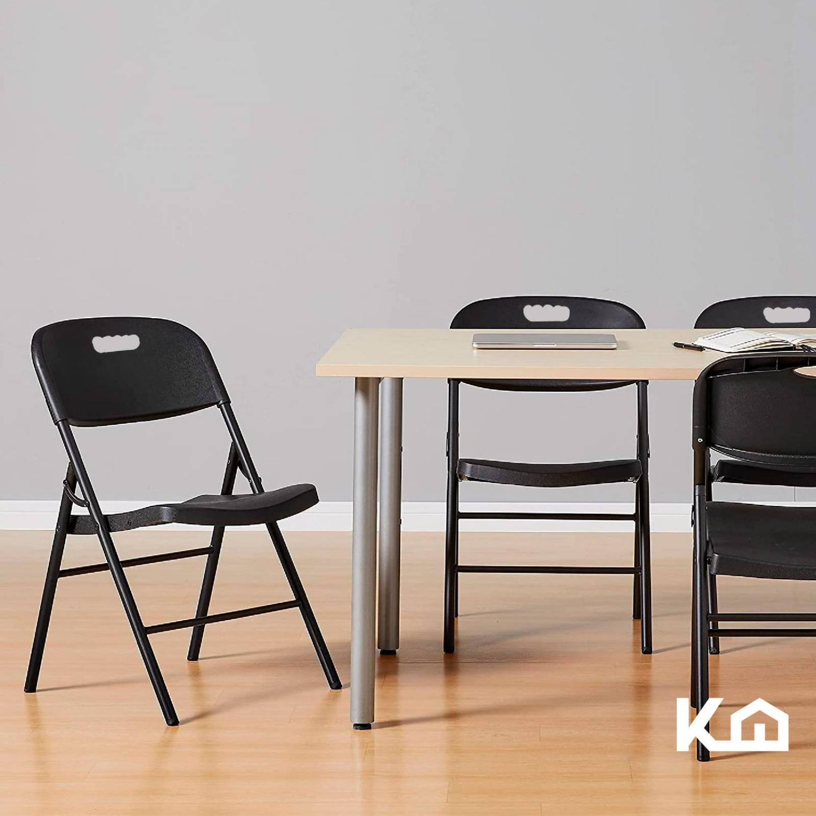 Set de 4 Sillas Plegables Negro De Plastico Eventos Jardin 