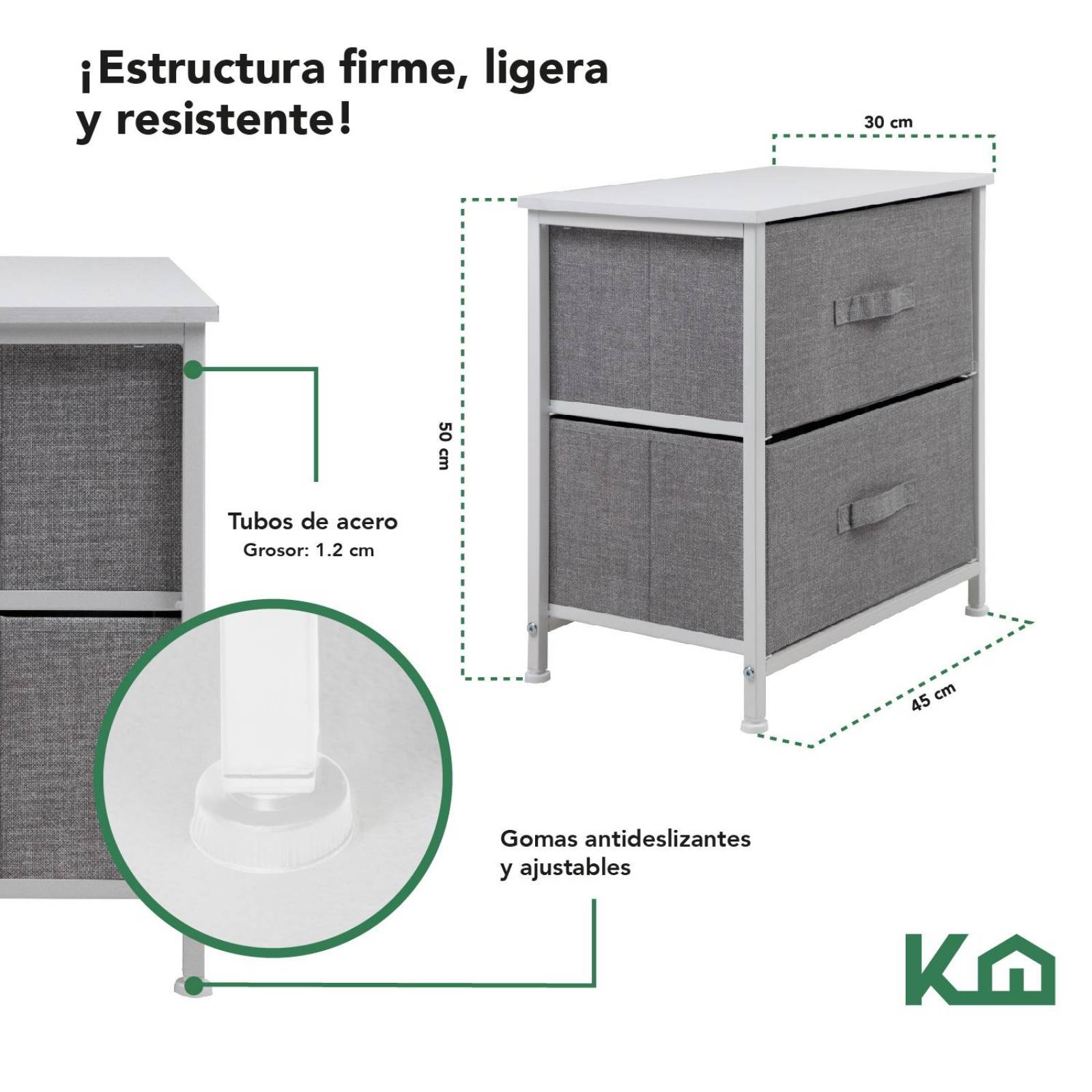 Comoda Cajonera 2 Cajones 2Pzas Colchon Matrimonial en Caja Blanco y gris