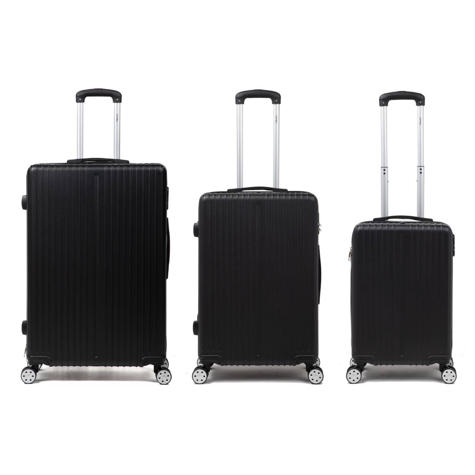 Juego 3 Maletas De Viaje Rigidas Ruedas 360 Bolsas De Viaje Negro 1