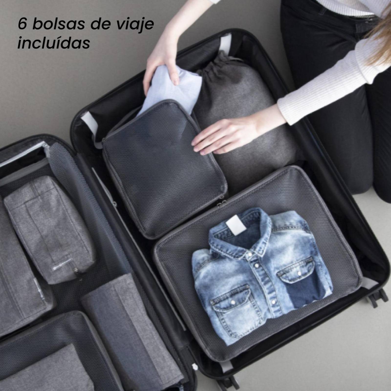 Juego 3 Maletas De Viaje Rigidas Ruedas 360 Bolsas De Viaje Negro 1