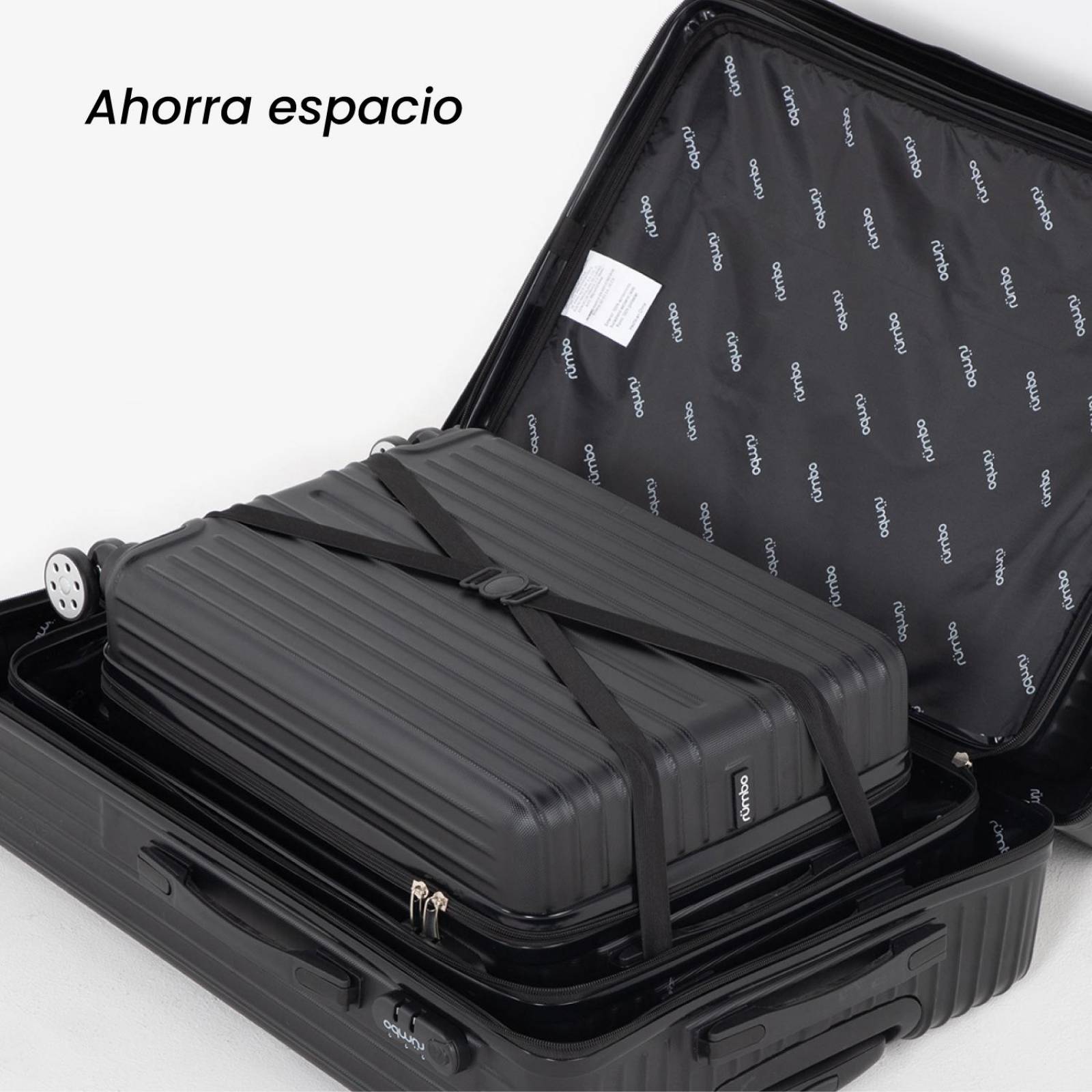 Juego 3 Maletas De Viaje Rigidas Ruedas 360 Bolsas De Viaje Negro 1