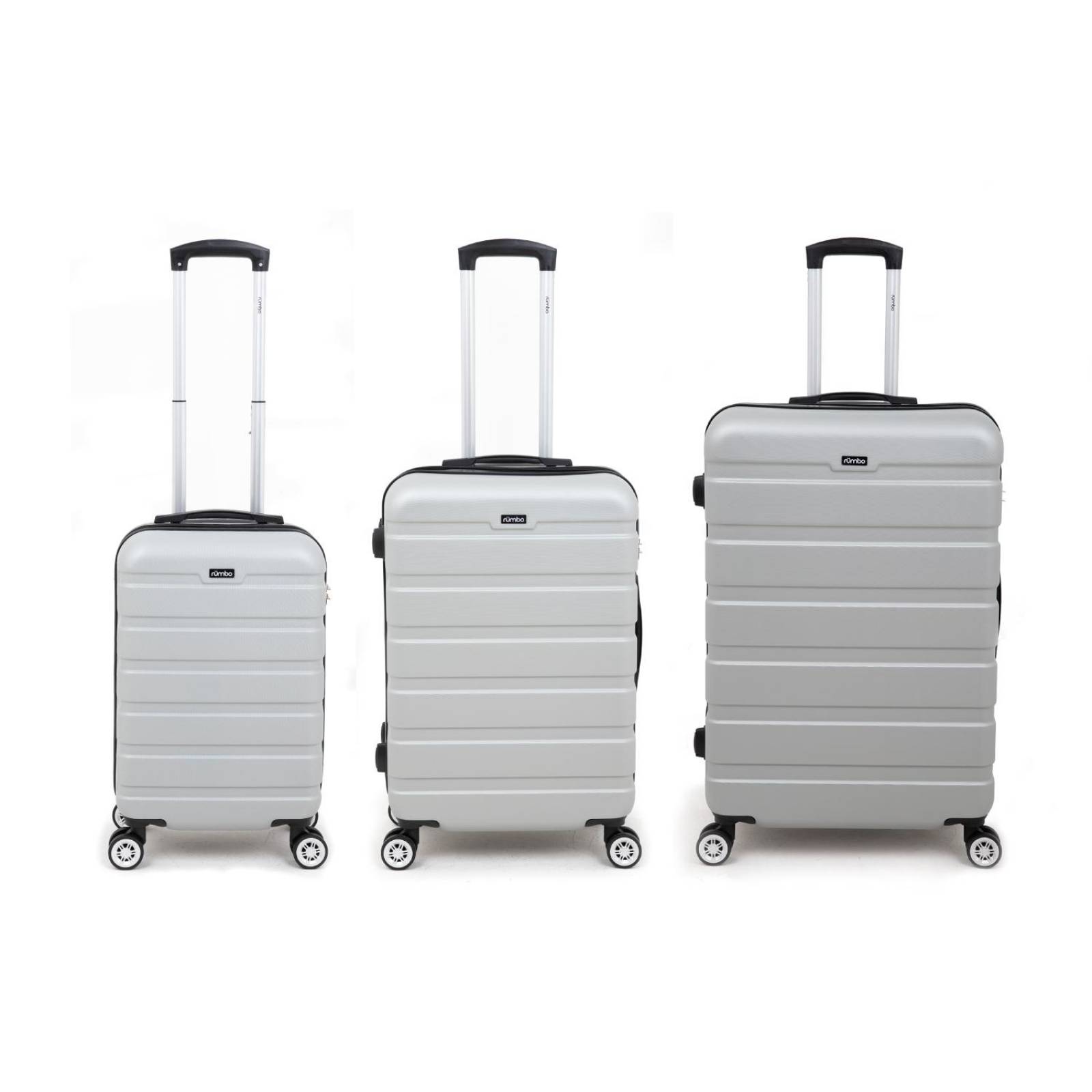 Juego 3 Maletas De Viaje Rigidas Ruedas 360 Bolsas De Viaje Gris Plata 2