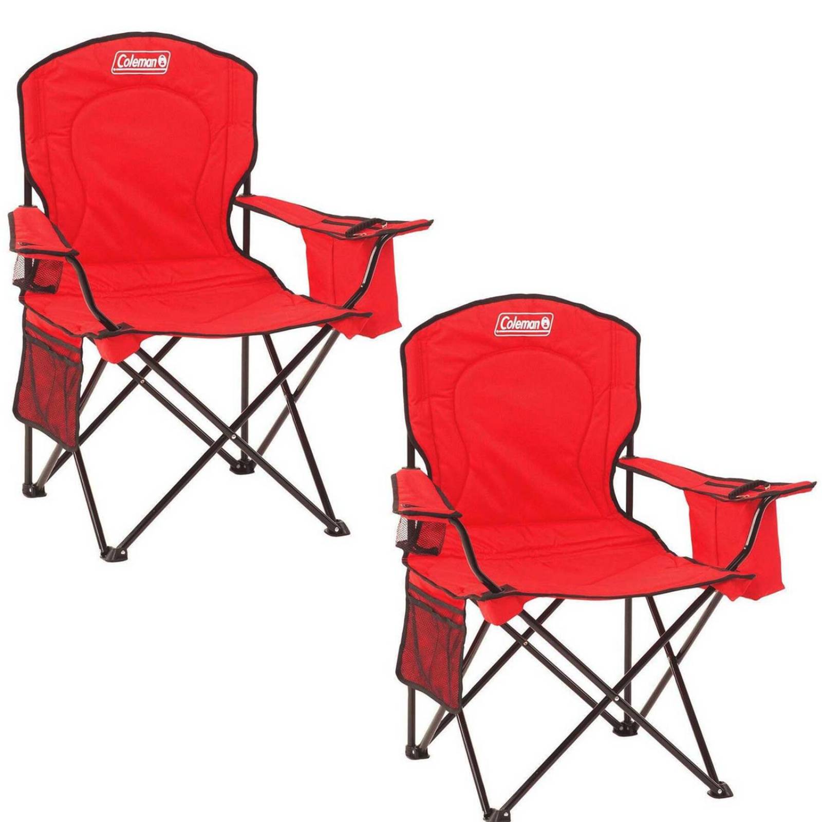 Silla Plegable Extra Grande Con Hielera Roja 2 Piezas Coleman 