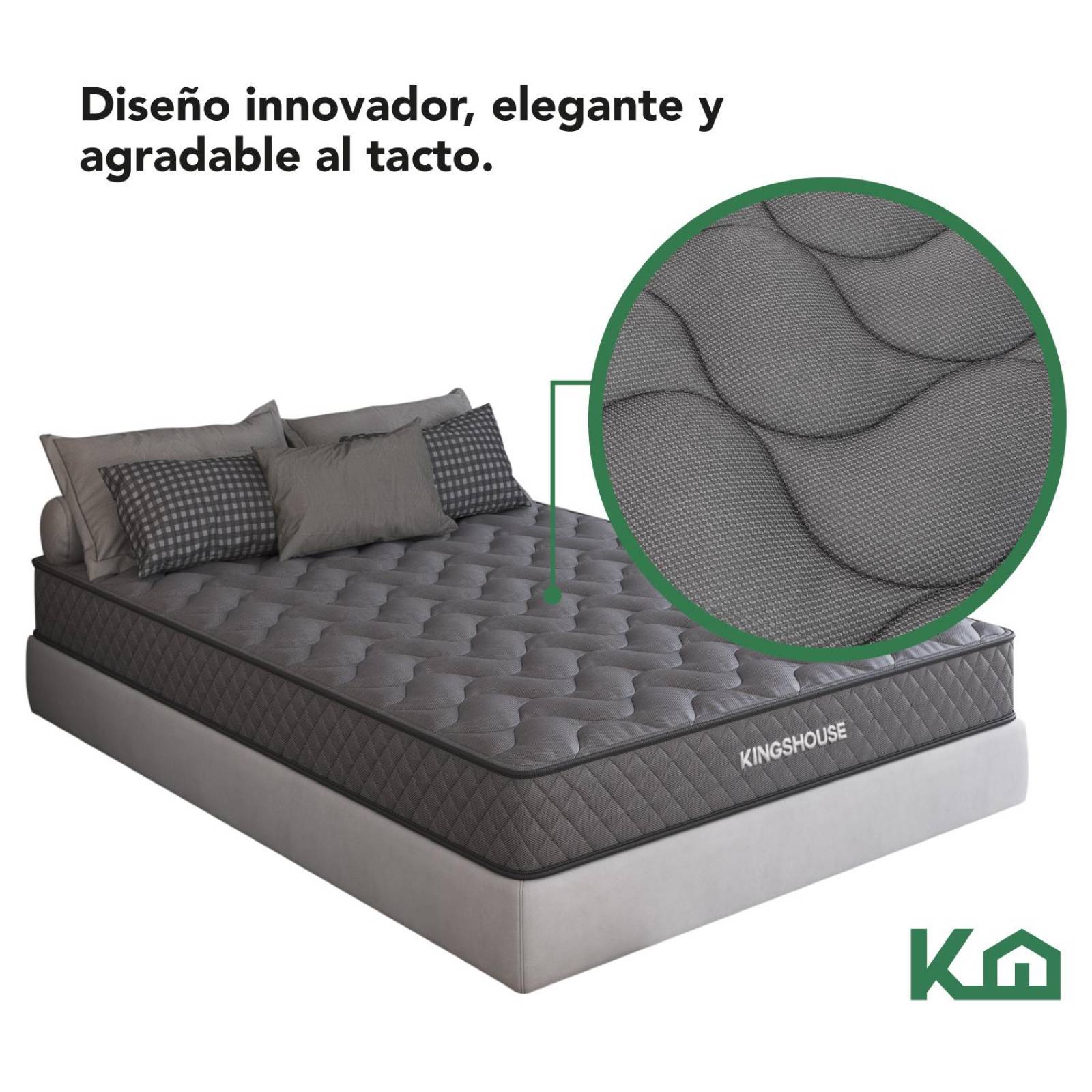 Colchon Individual En Caja 15cm Alto KingsHouse Gris