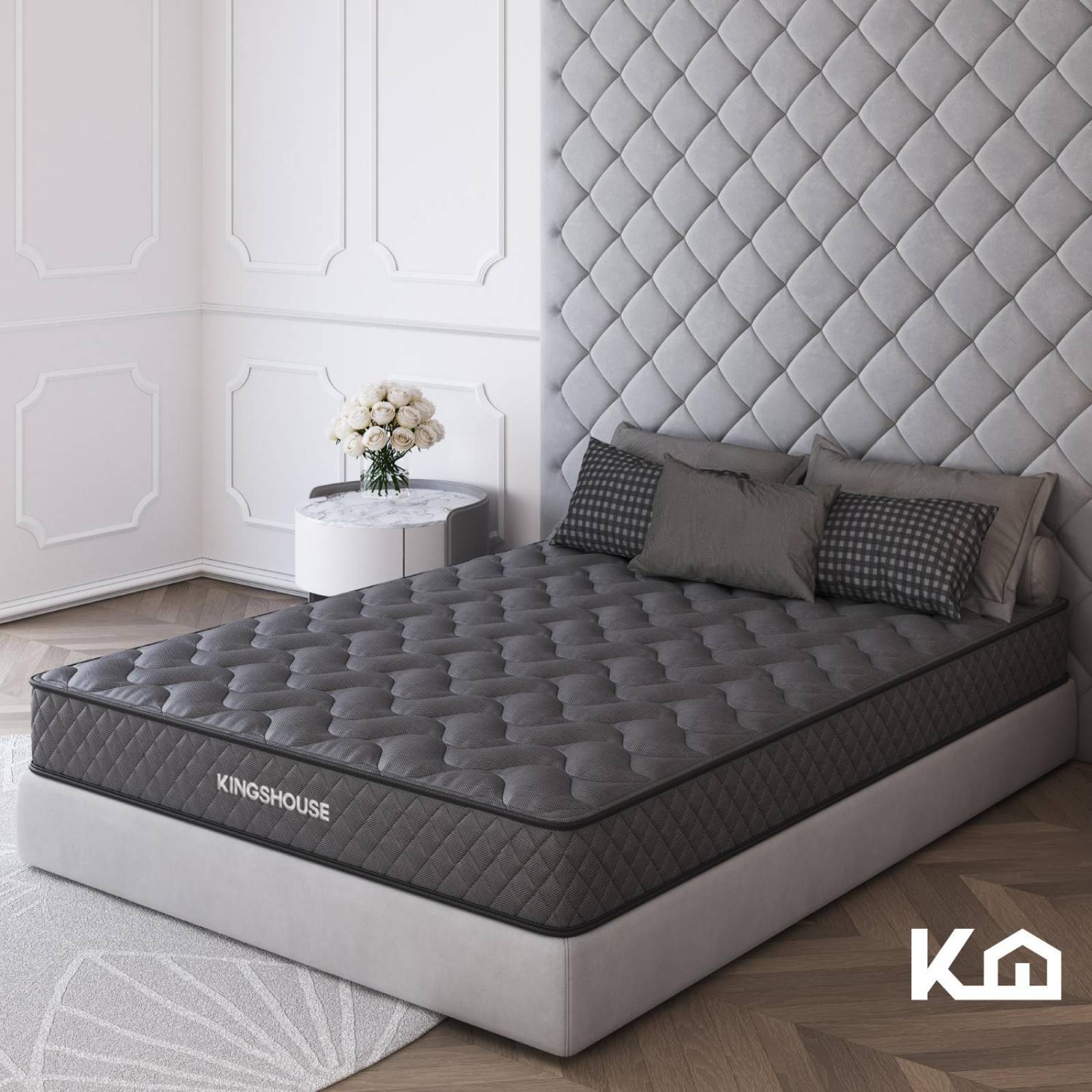 Colchon Individual En Caja 15cm Alto KingsHouse Gris