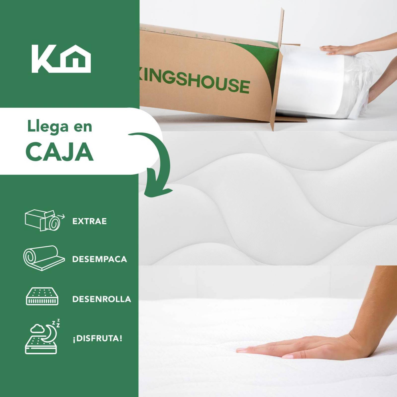 Colchon Matrimonial En Caja 15cm Alto KingsHouse Blanco