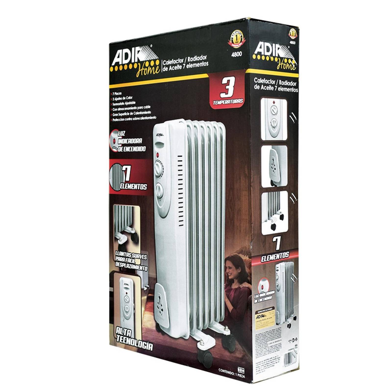 Radiador Calentador De Aceite 7 Elementos 1500W 4800 Adir