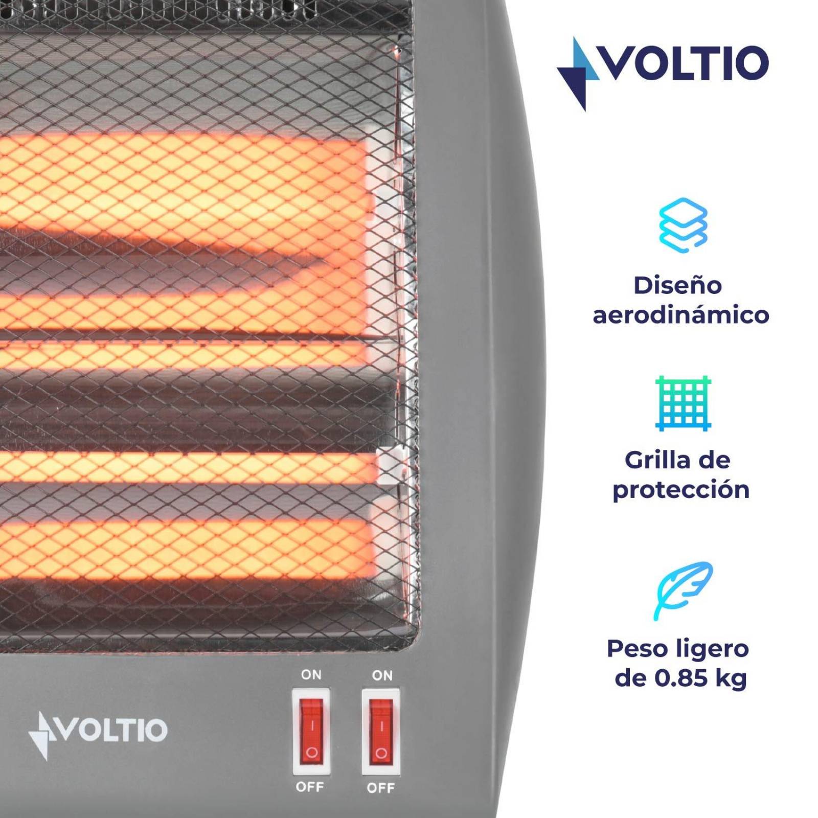 Calefactor Electrico De Cuarzo 800W Calentador 2 Niveles 