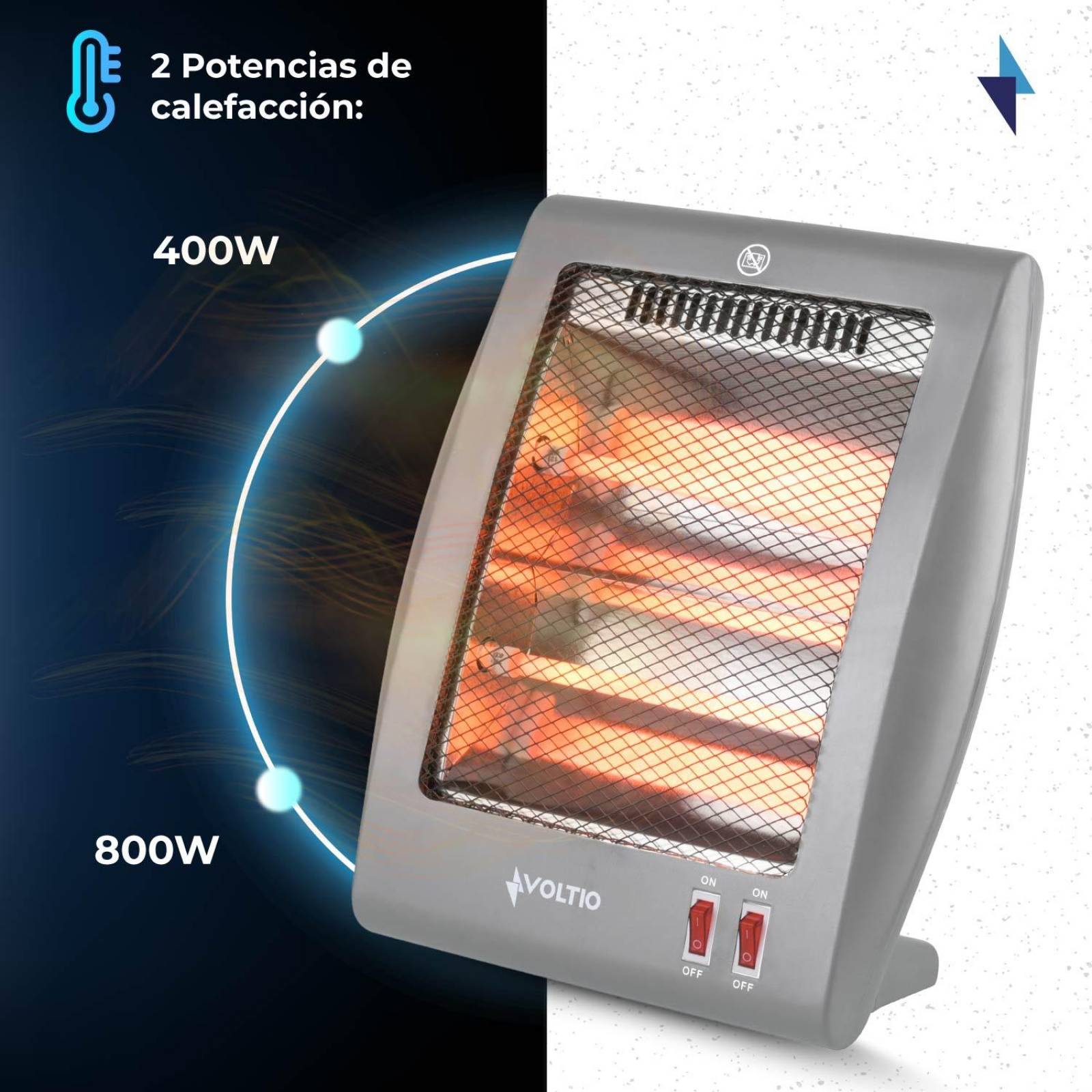 Calefactor Electrico De Cuarzo 800W Calentador 2 Niveles 