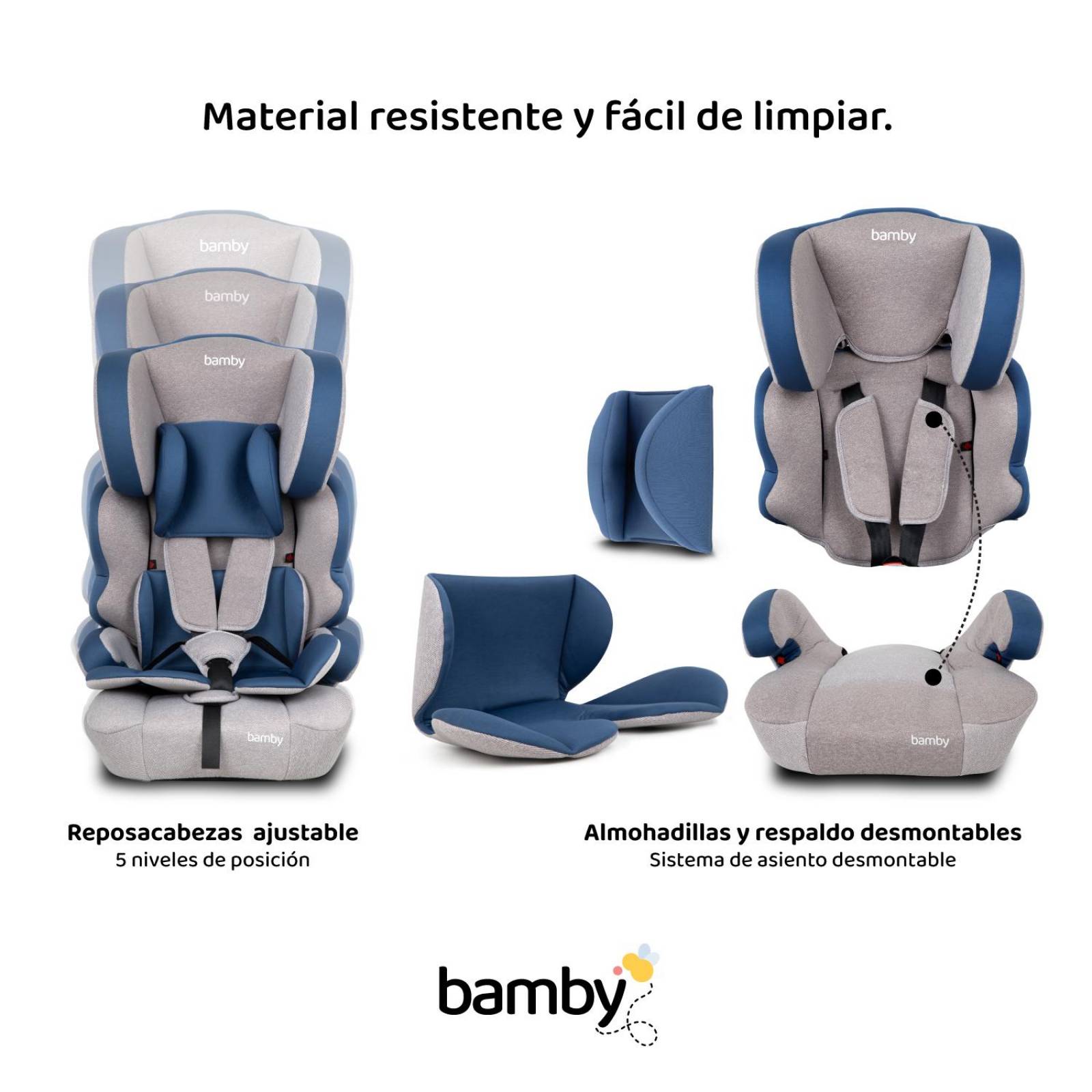 Autoasiento Para Carro Silla de Bebe Seguridad 9m A 11 Años Gris