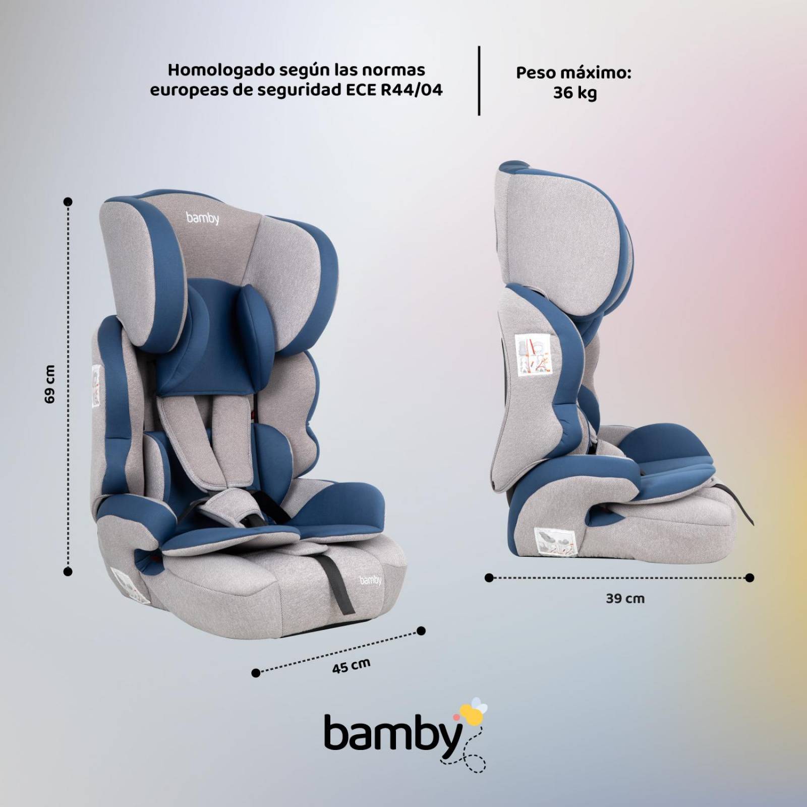 Autoasiento Para Carro Silla de Bebe Seguridad 9m A 11 Años Gris