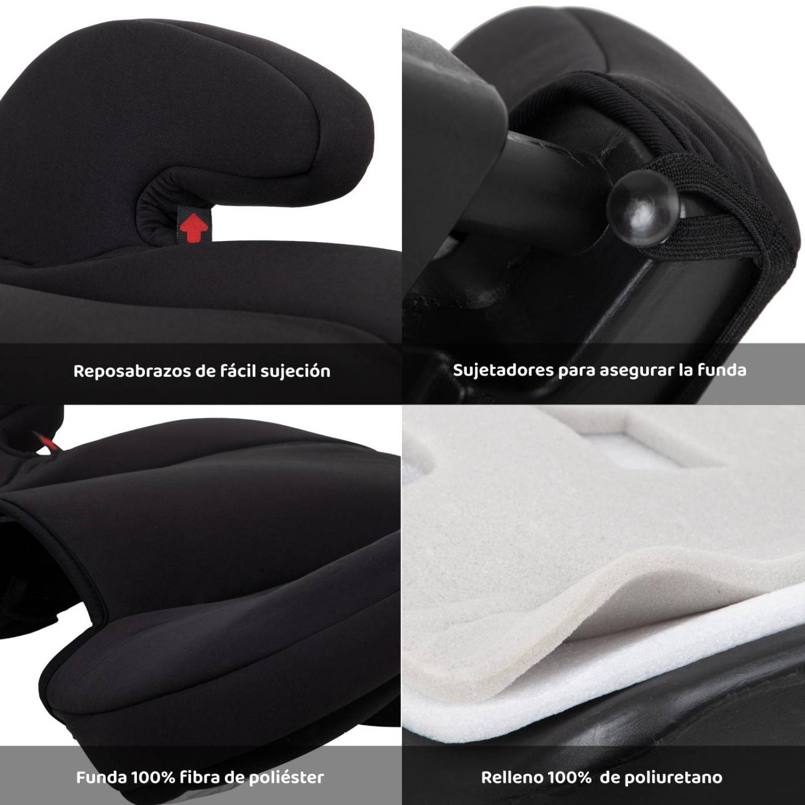 Asiento Elevador Coche Para Bebe Booster Carro Cojin Silla Negro