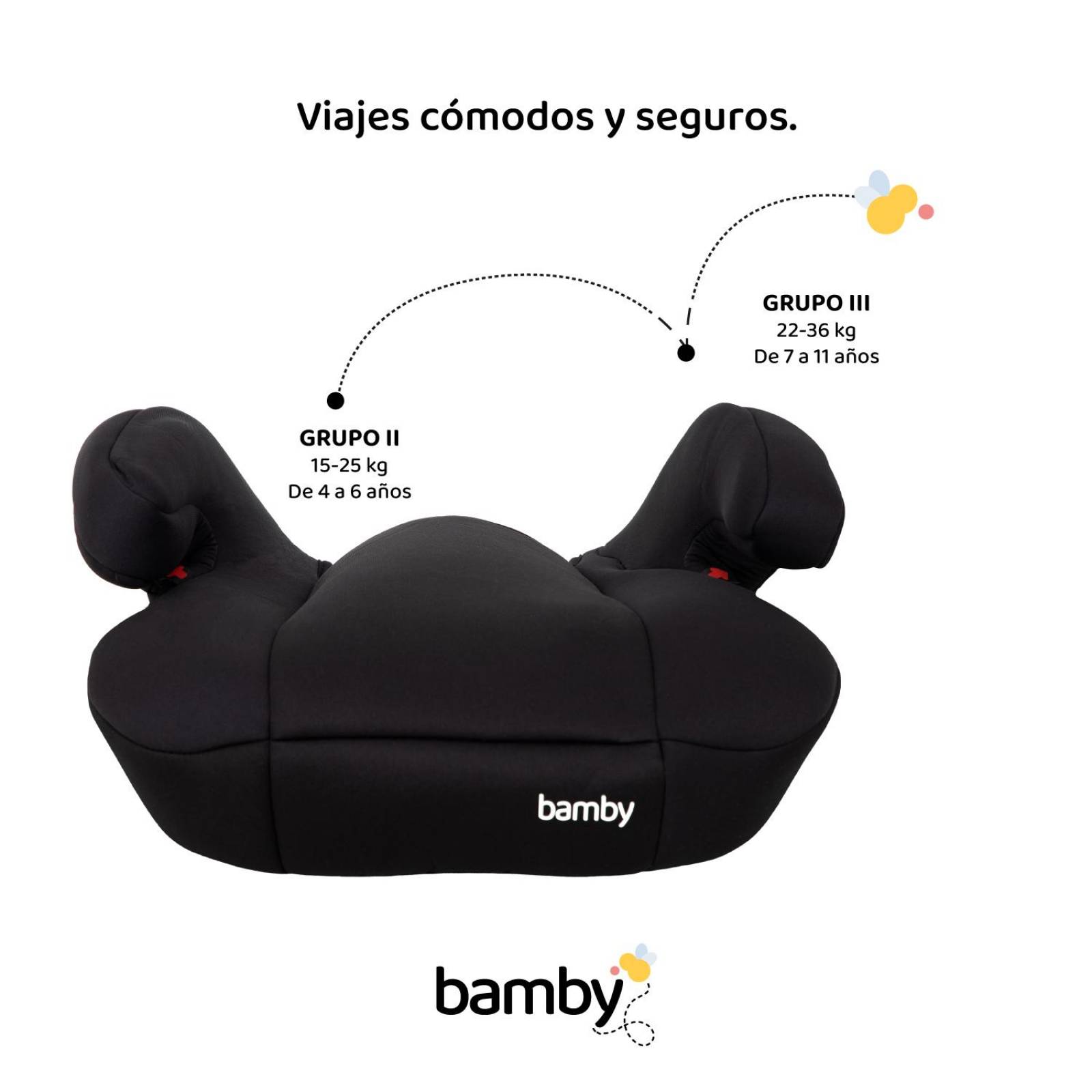 Asiento Elevador Coche Para Bebe Booster Carro Cojin Silla Negro