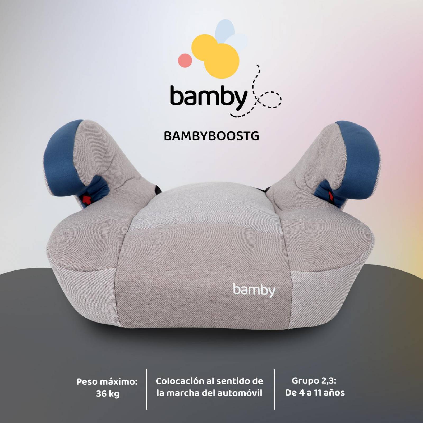 Asiento Elevador Coche Para Bebe Booster Carro Cojin Silla Gris