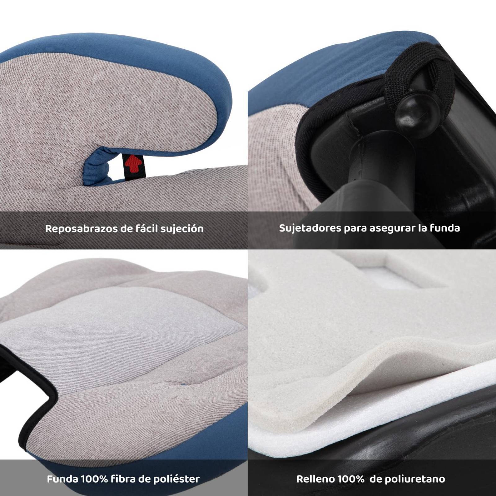 Asiento Elevador Coche Para Bebe Booster Carro Cojin Silla Gris