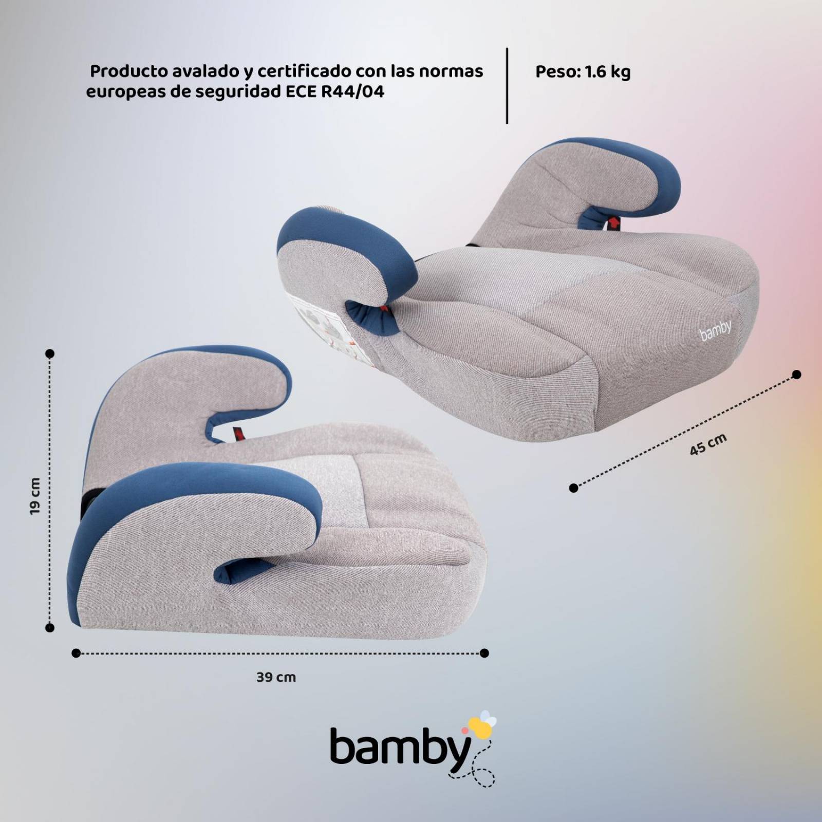 Asiento Elevador Coche Para Bebe Booster Carro Cojin Silla Gris