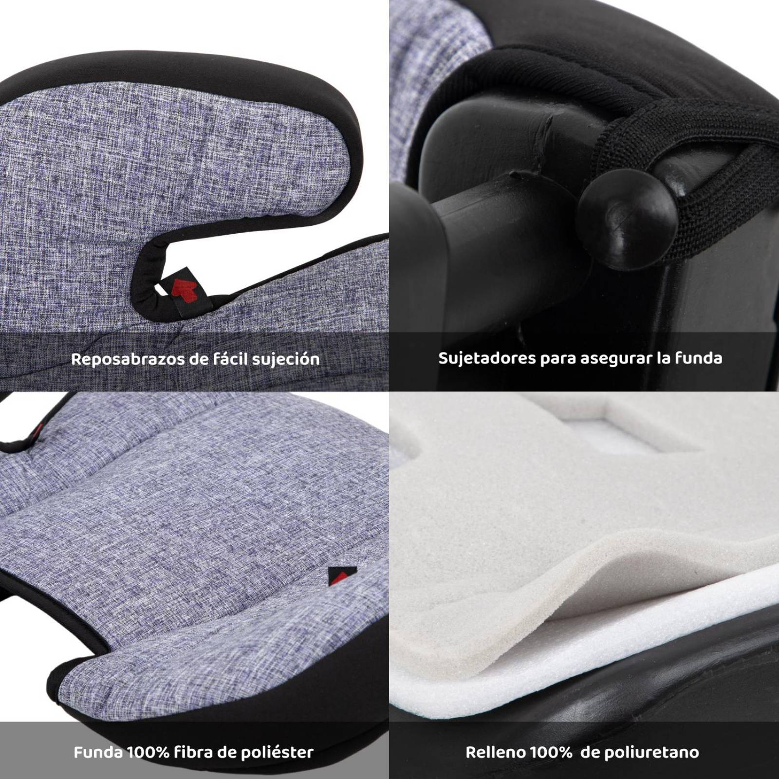Asiento Elevador Coche Para Bebe Booster Carro Cojin Silla Gris con Negro