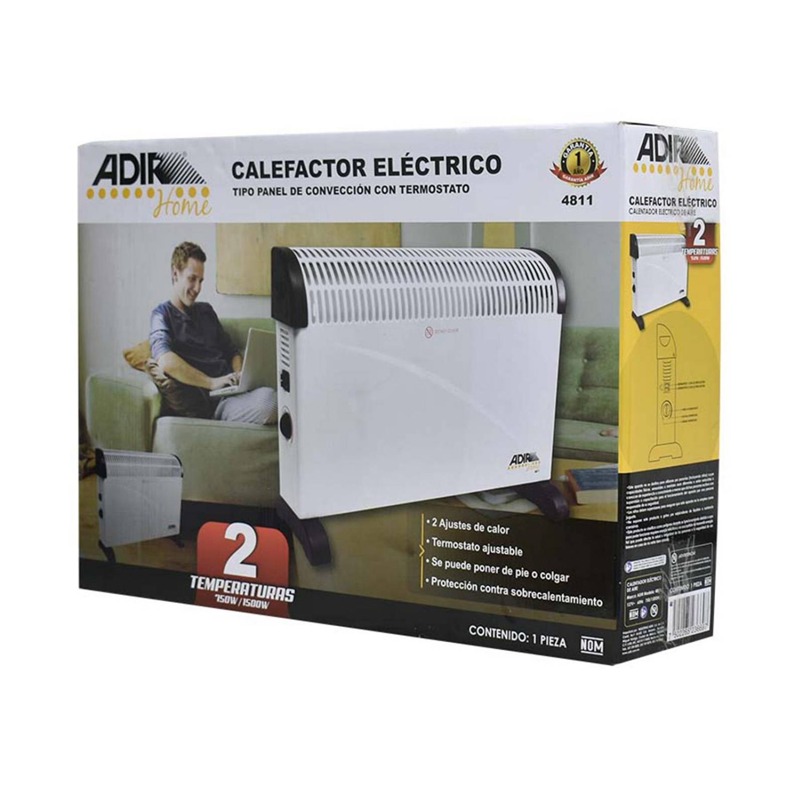 Calefactor Electrico Tipo Panel Con Termostato Convección 