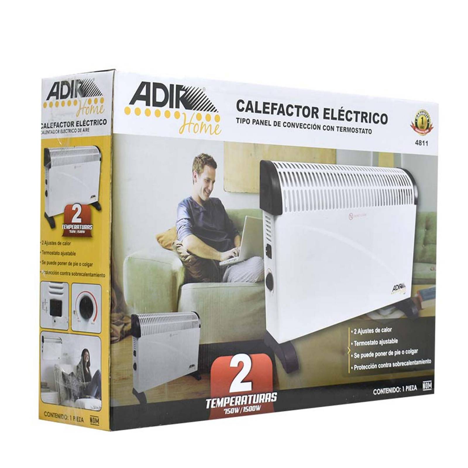 Calefactor Electrico Tipo Panel Con Termostato Convección 