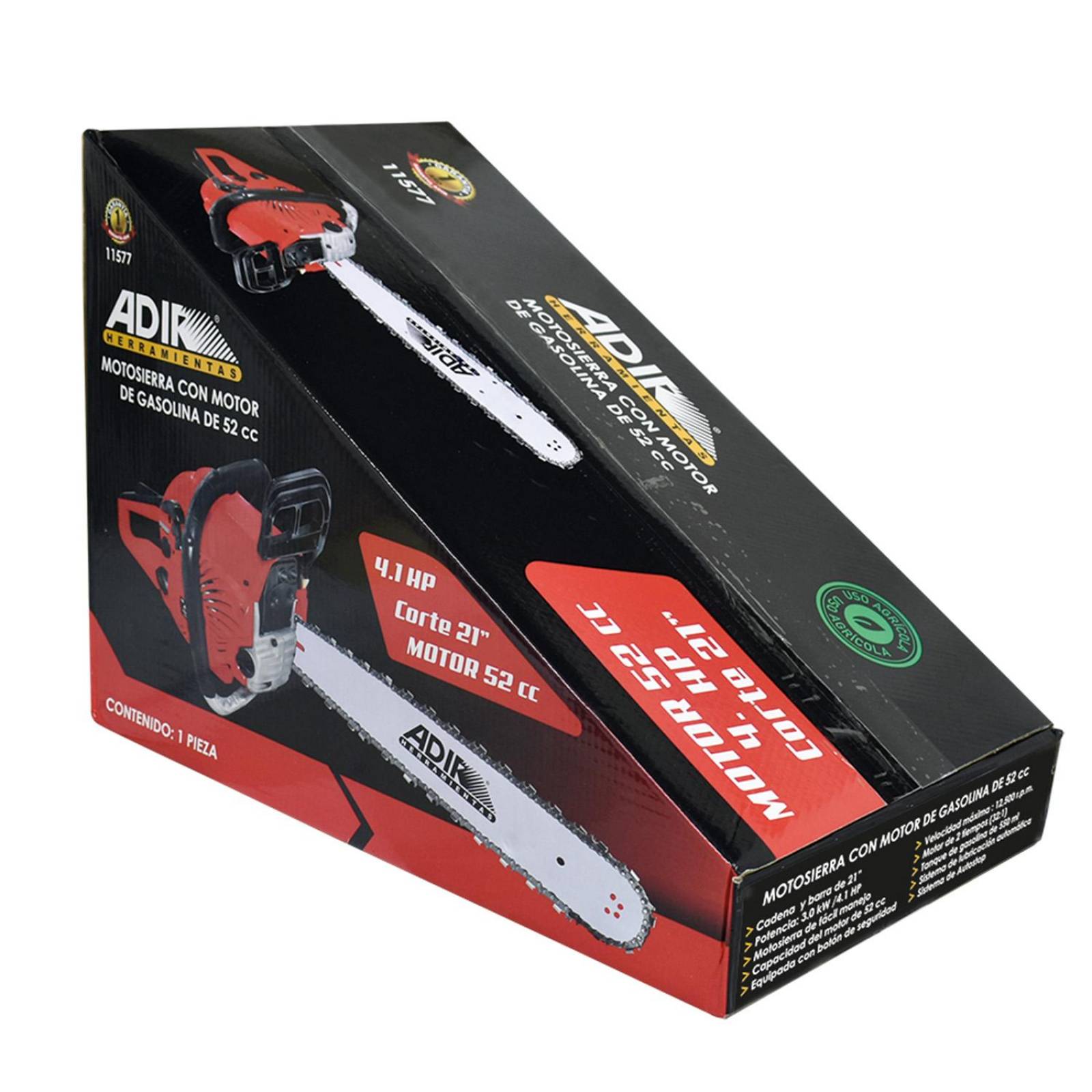 Motosierra A Gasolina Con Motor 21 Pulgadas 52cc 4.1hp Adir 