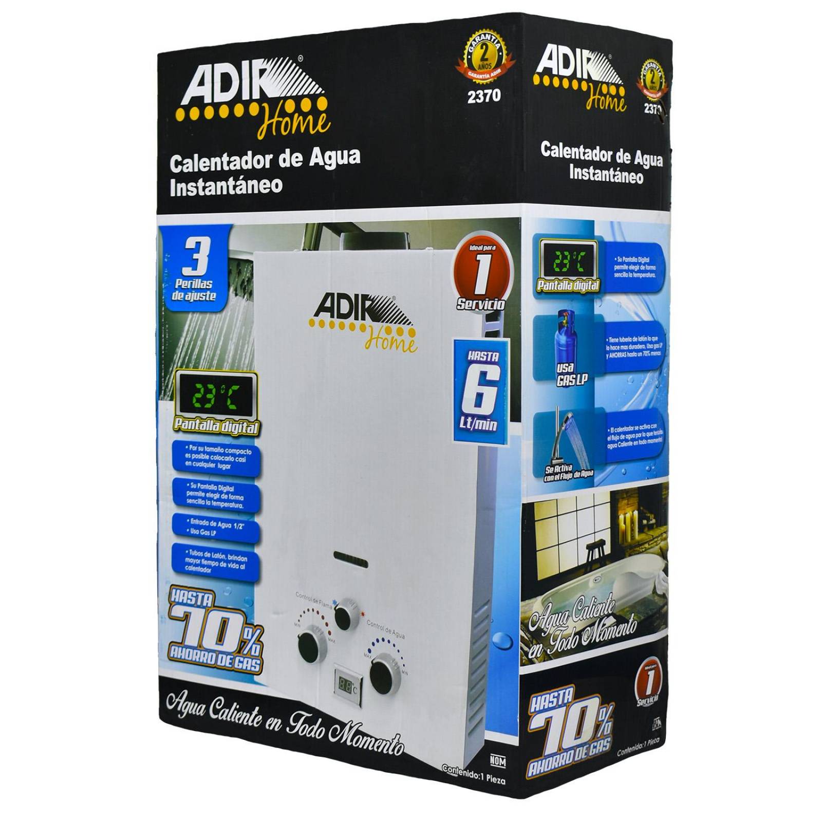 Calentador De Paso Instantaneo Ahorrador De 6 Lts 2370 Adir 
