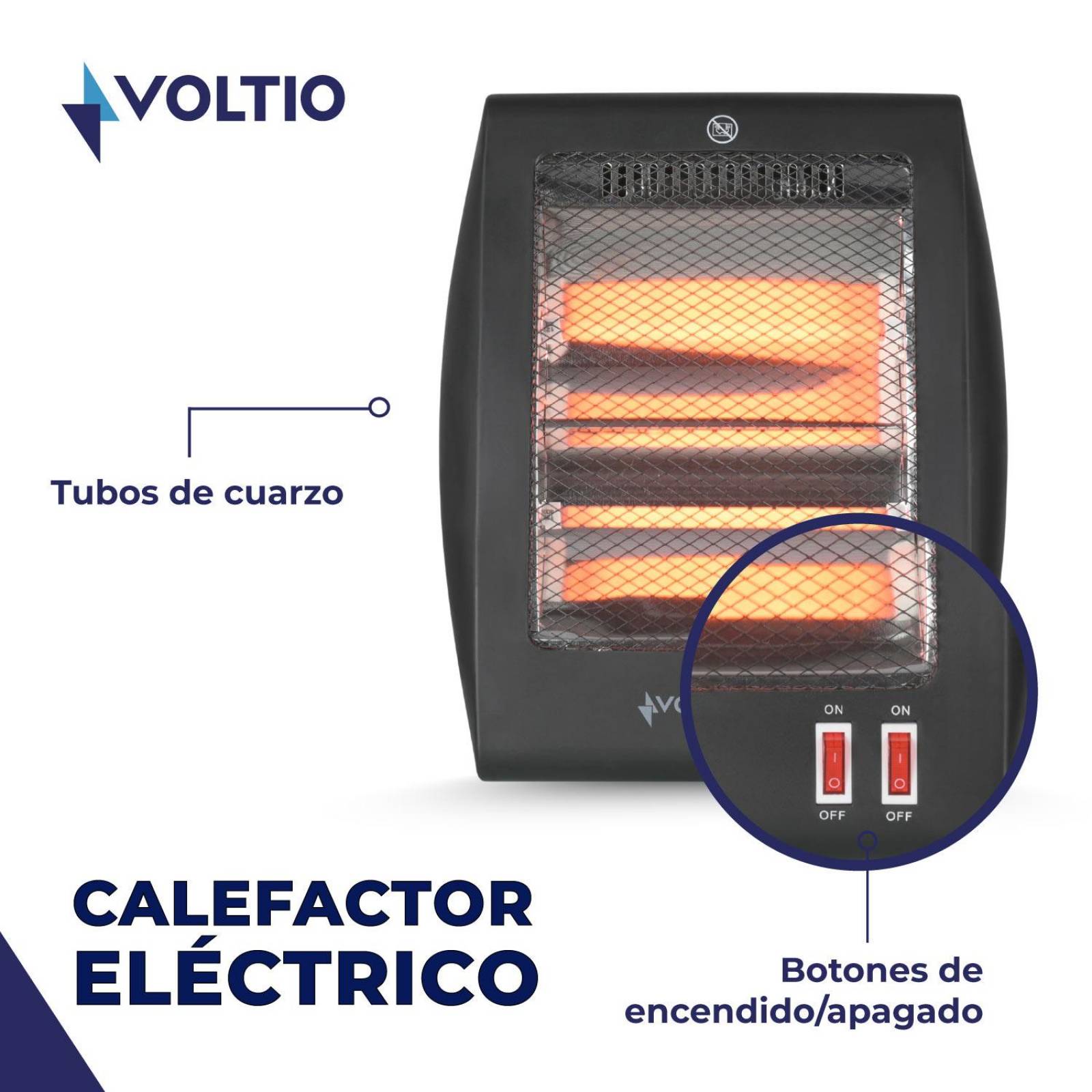 Calefactor Calentador Electrico Cuarzo 2 Niveles 800W 2pzas 