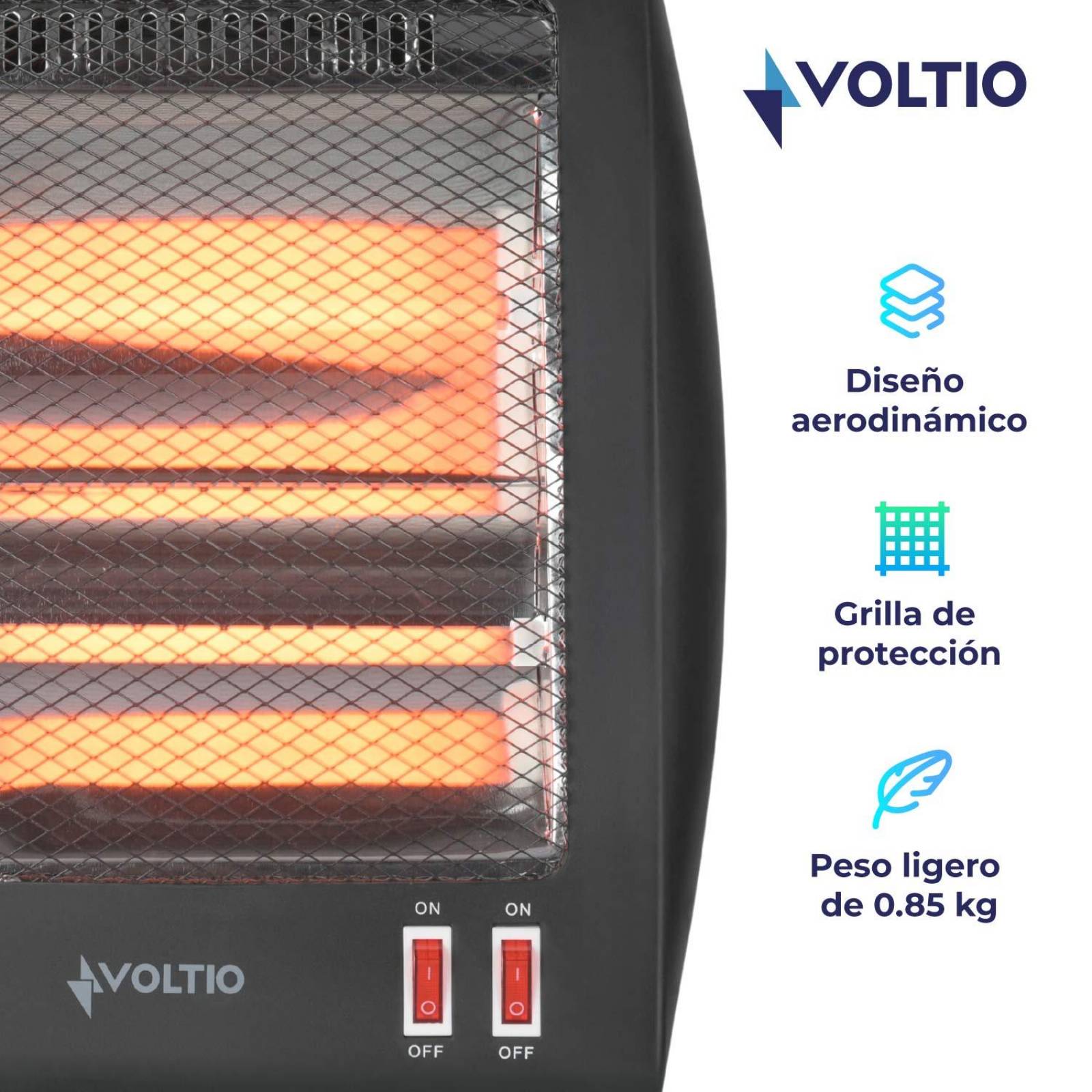 Calefactor Calentador Electrico Cuarzo 2 Niveles 800W 2pzas 