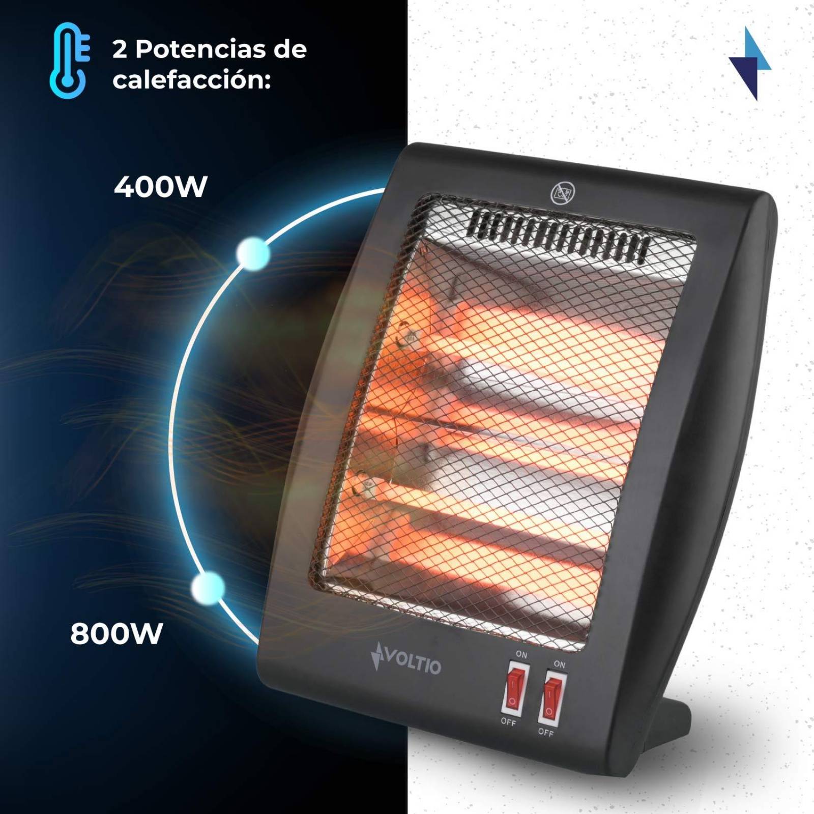 Calefactor Calentador Electrico Cuarzo 2 Niveles 800W 2pzas 