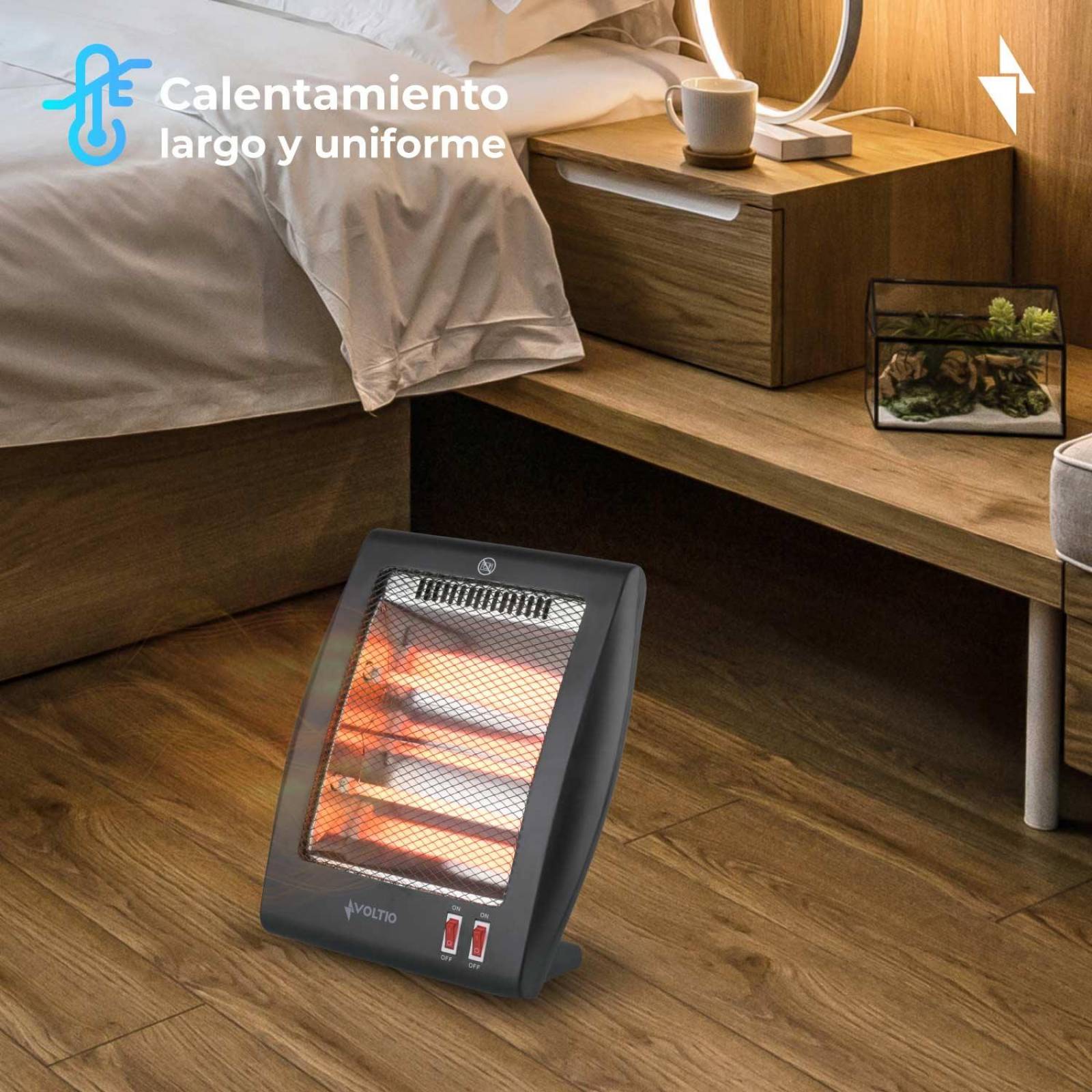 Calefactor Calentador Electrico Cuarzo 2 Niveles 800W 2pzas 